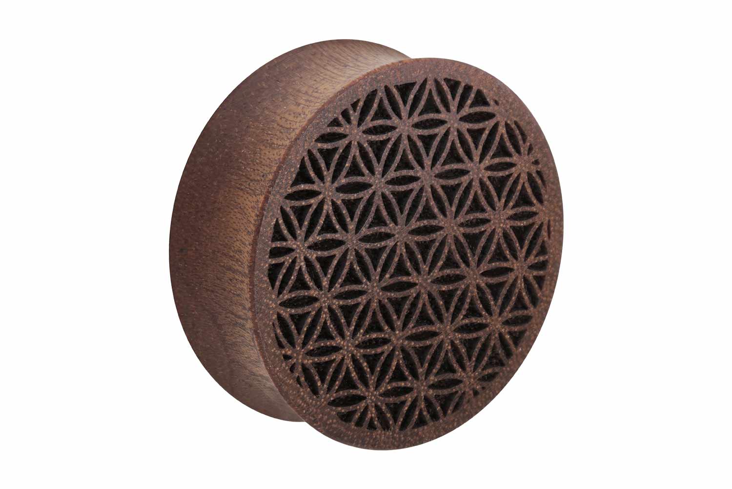 Wood Double Flared Plug FLOWER OF LIFE ++SALE++