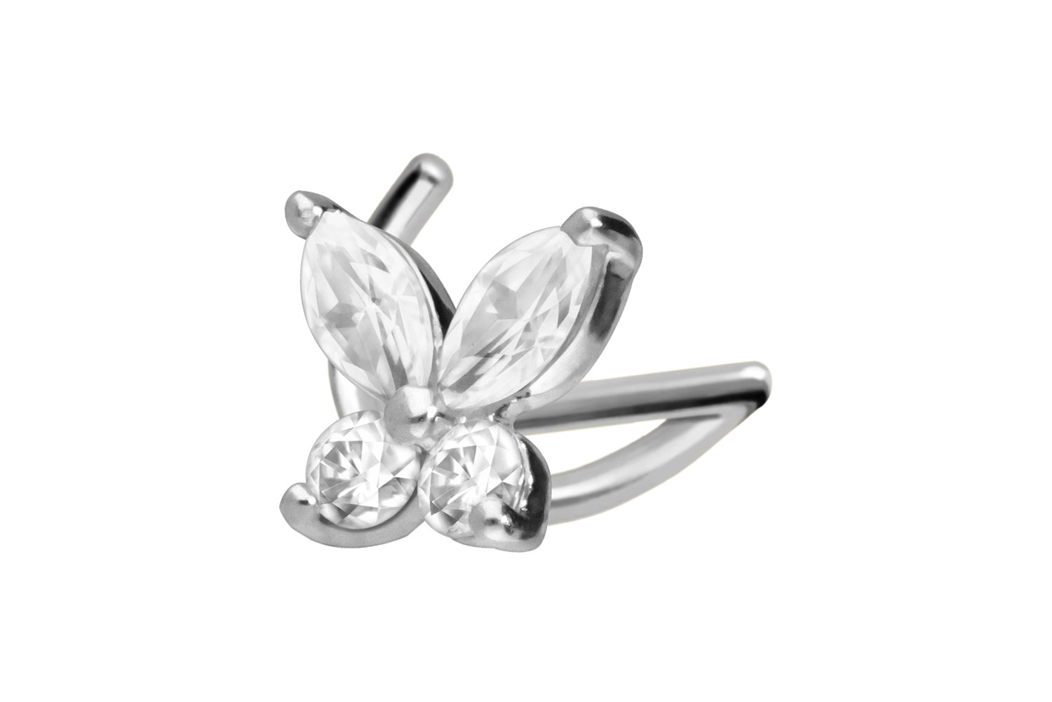 14/18 Karat Gold Nasenstecker Spirale MOISSANIT-SCHMETTERLING