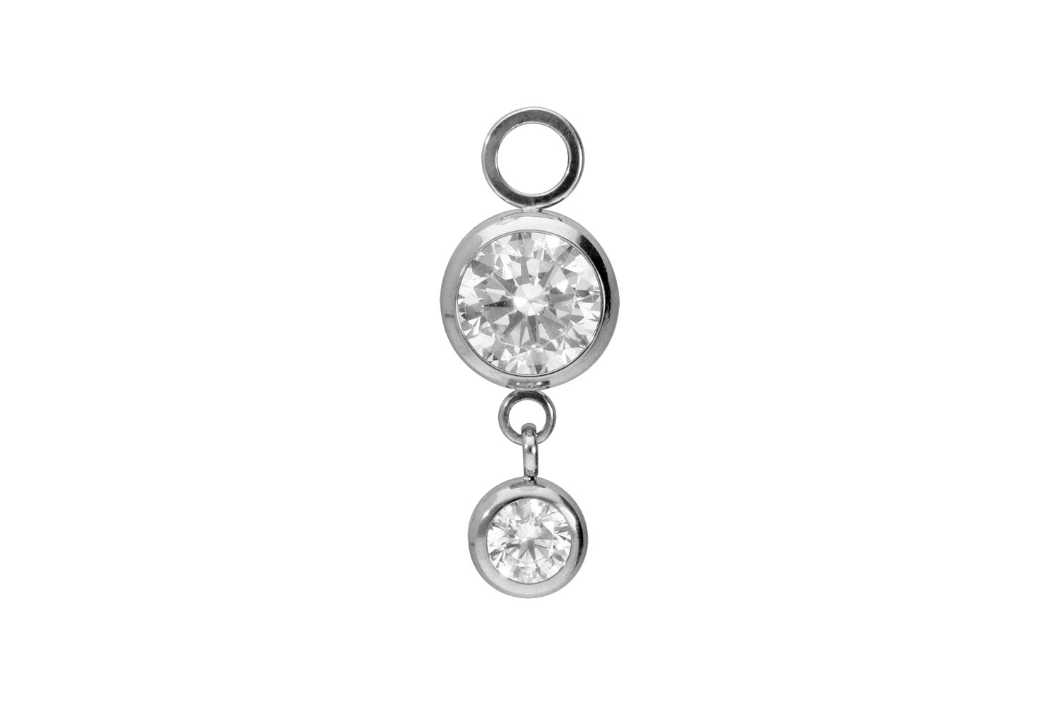 Titanium pendant for clickers 2 ROUND CRYSTALS