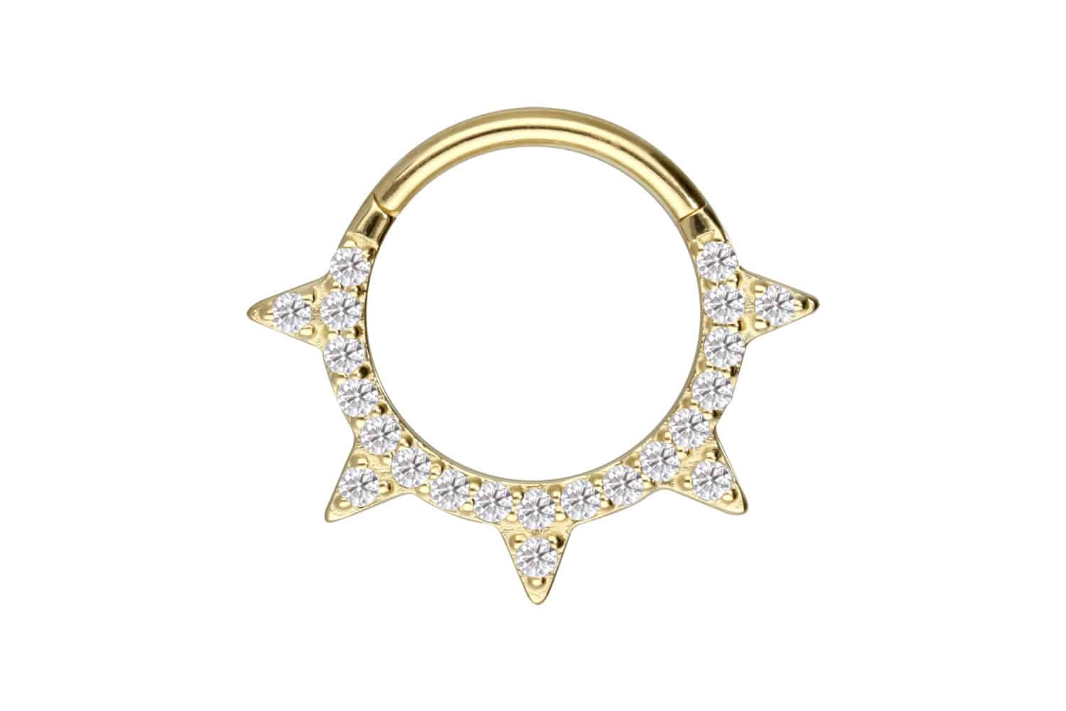 14/18 Karat Gold Segmentring Clicker EINGEFASSTE MOISSANITE + SPITZEN