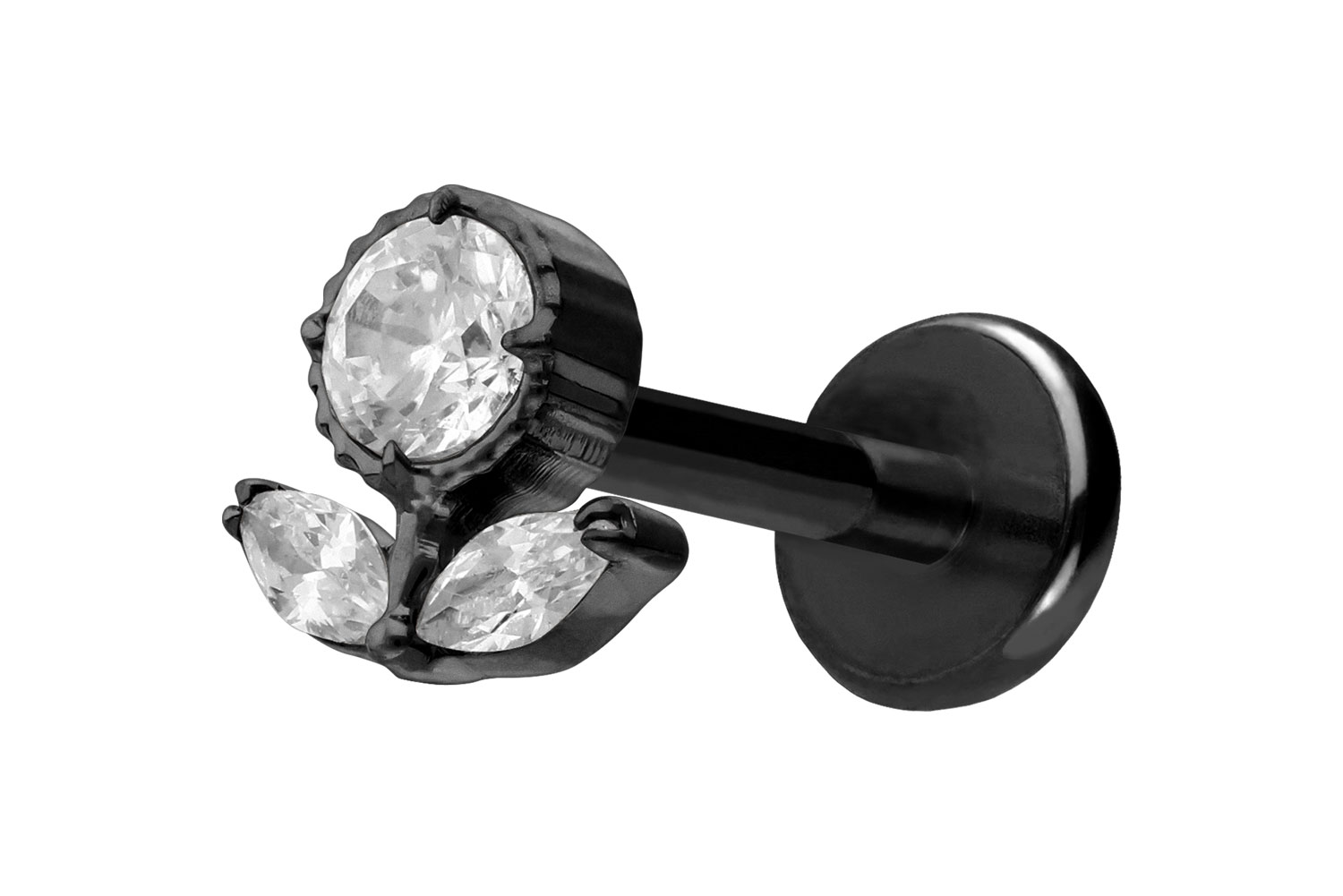 Titanium labret with push fit CRYSTAL FLOWER