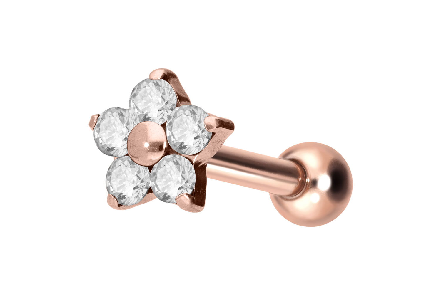 Titanum ear piercing with internal thread CRYSTAL FLOWER