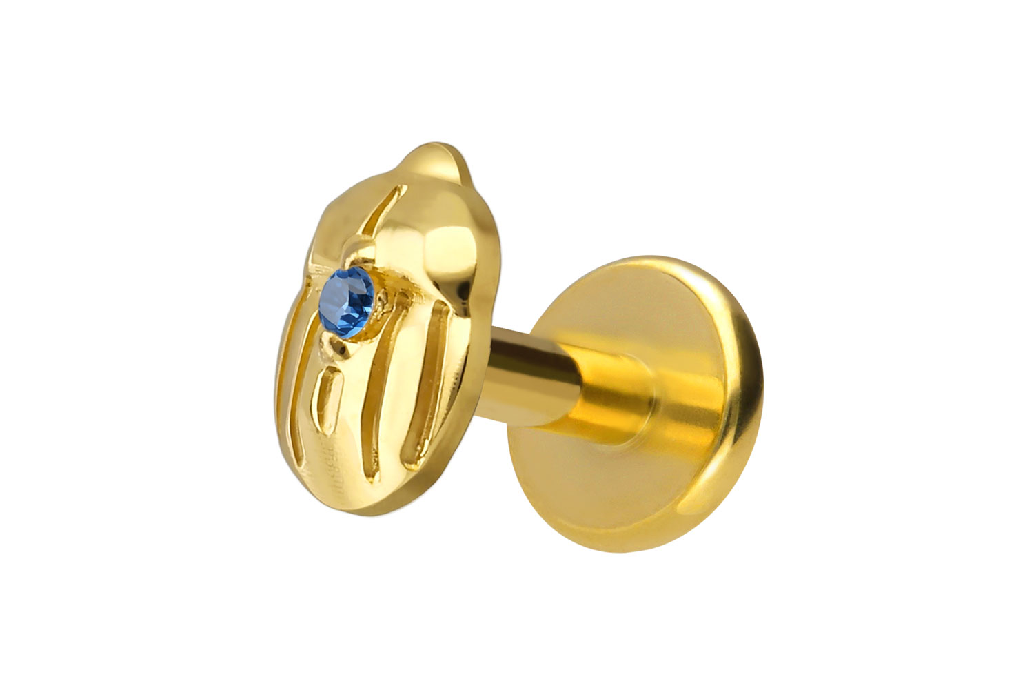 Titanium labret with internal thread SCARAB BEETLE