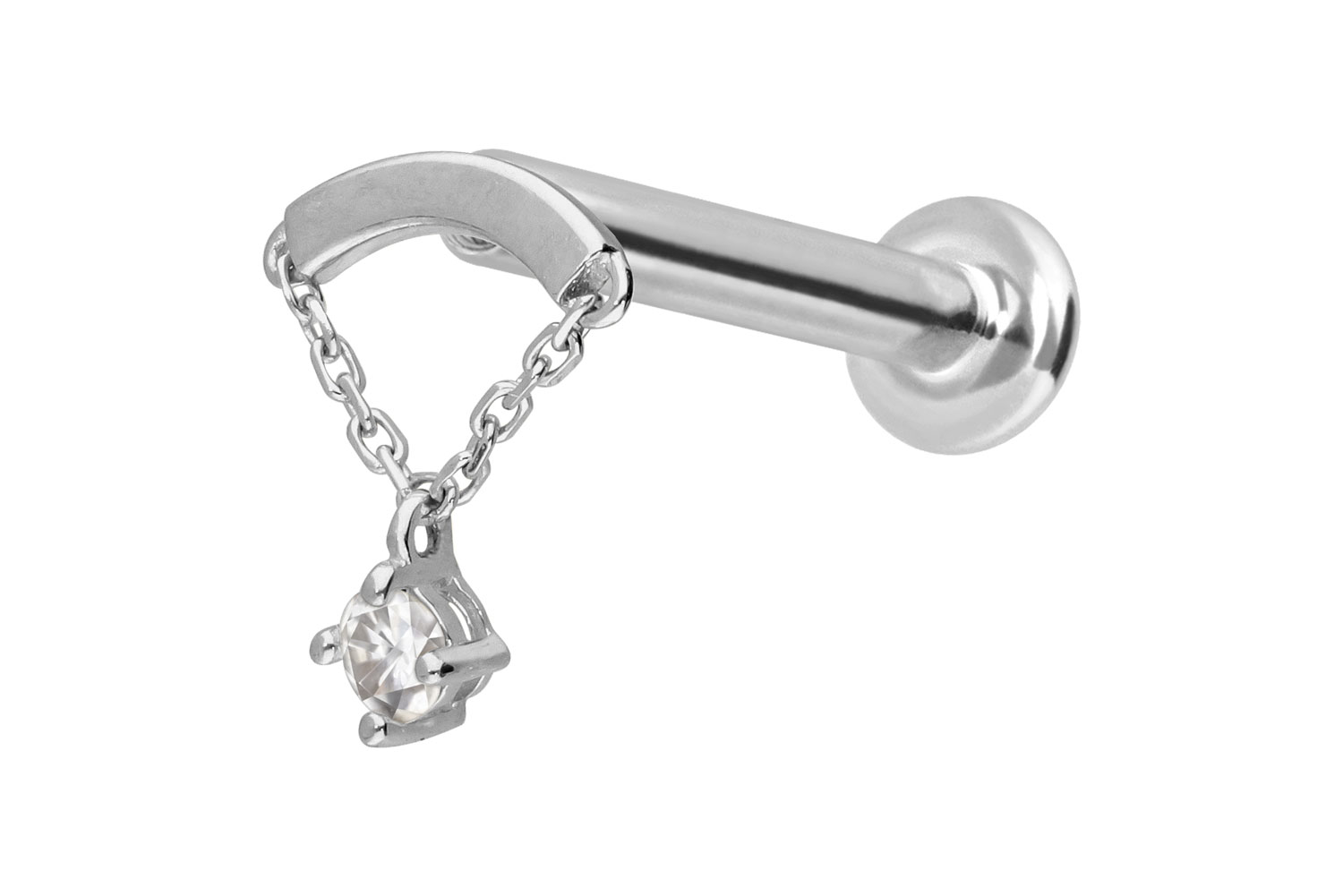 14 carat labret with internal thread MOISSANITE + ARCH + CHAIN