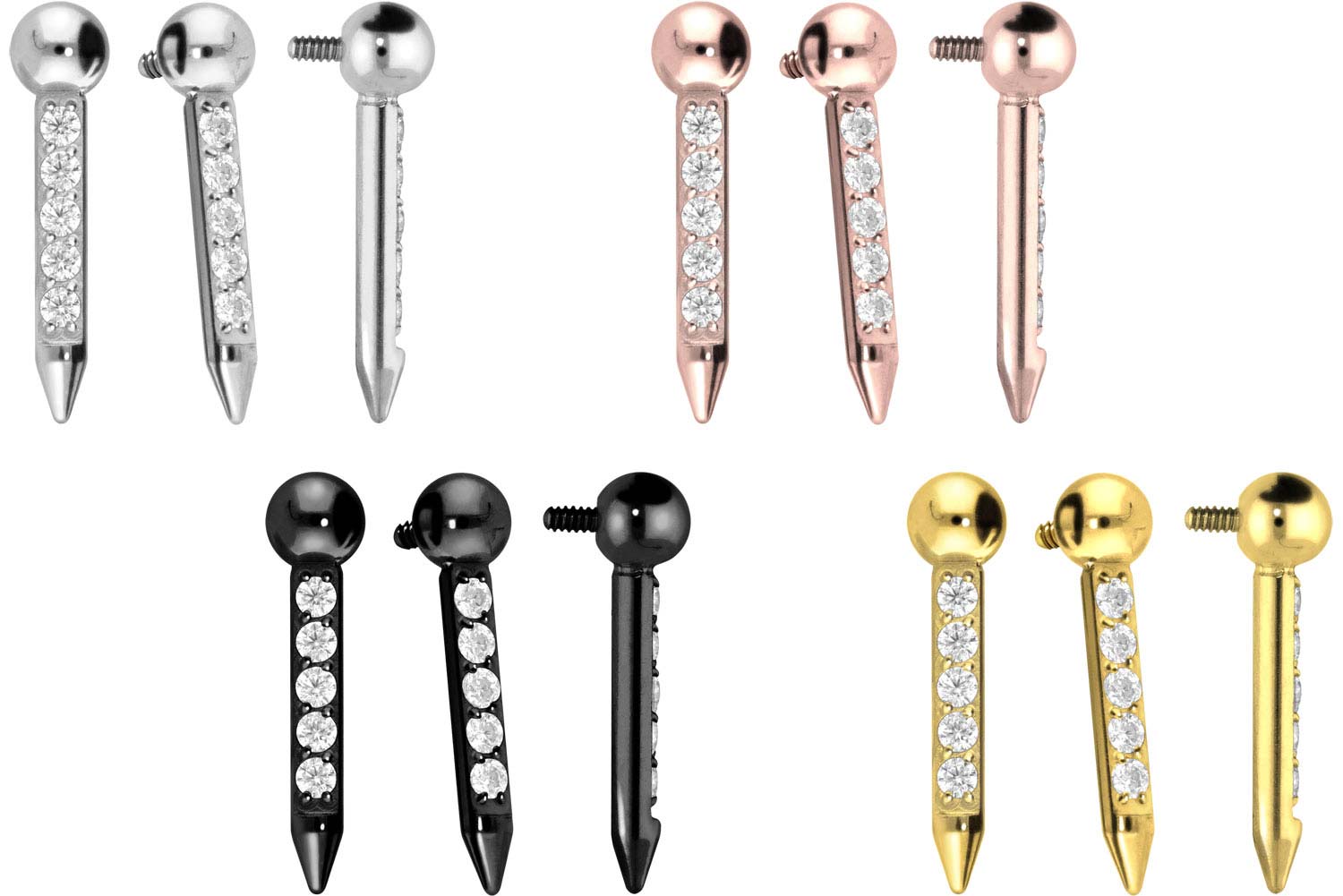 Titanium screw-in attachment with external thread NAIL + SETTED CRYSTALS