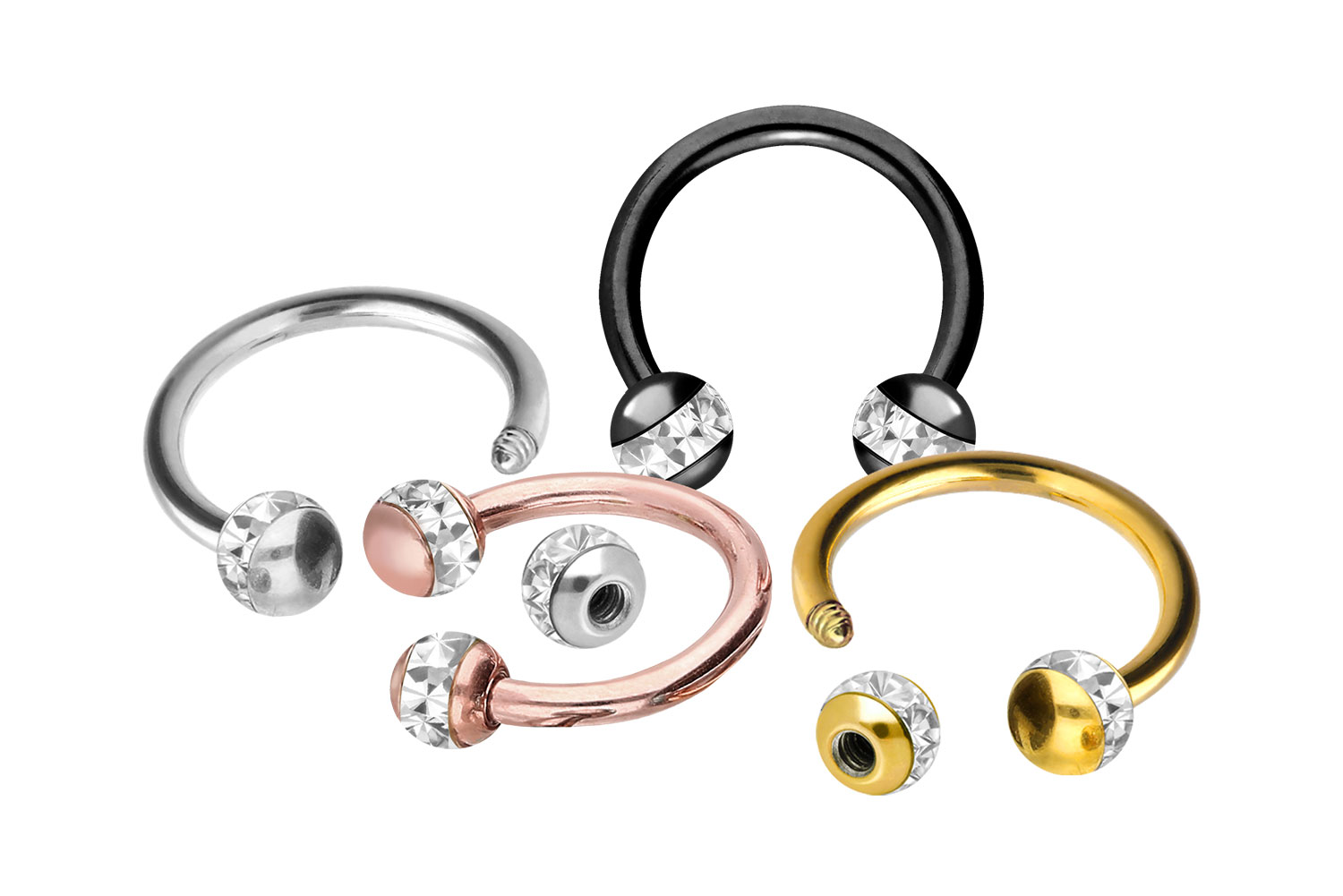 Surgical steel circular barbell EPOXY RING BALLS