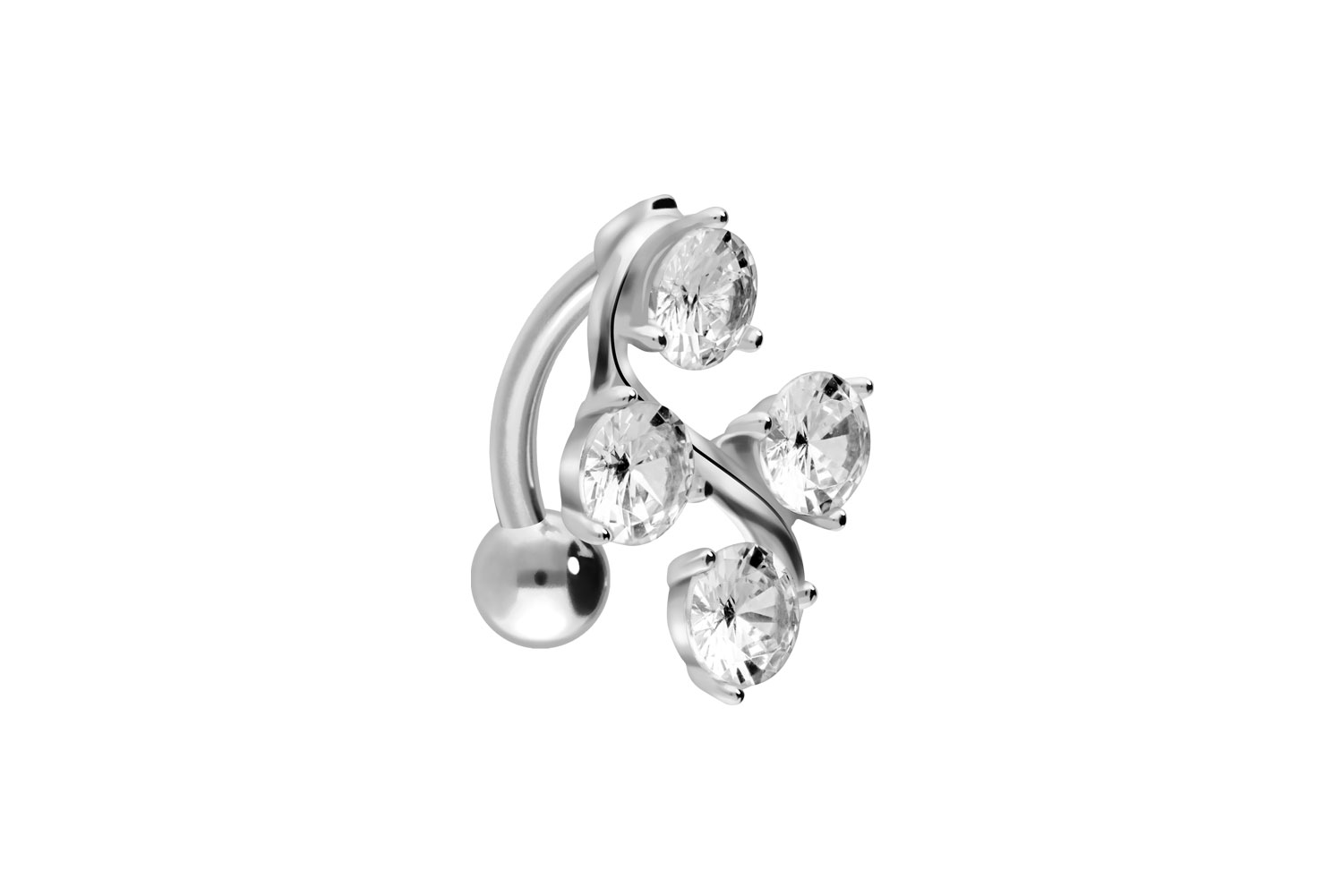 Titan Bananabell mit 925er Silber-Design 4 KRISTALLE