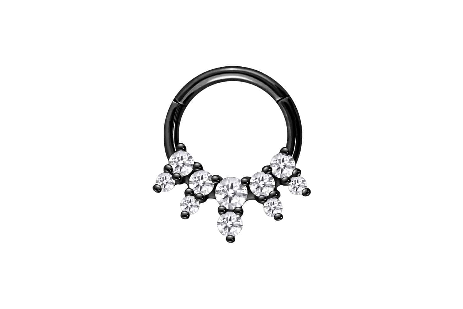 Surgical steel segment ring clicker 10 SETTED CRYSTALS