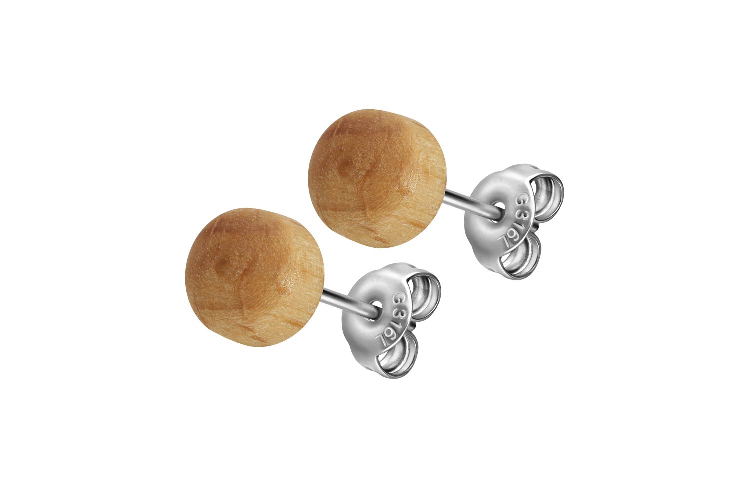 Surgical steel ear studs WOOD DISC Surgical steel ear studs WOOD DISC