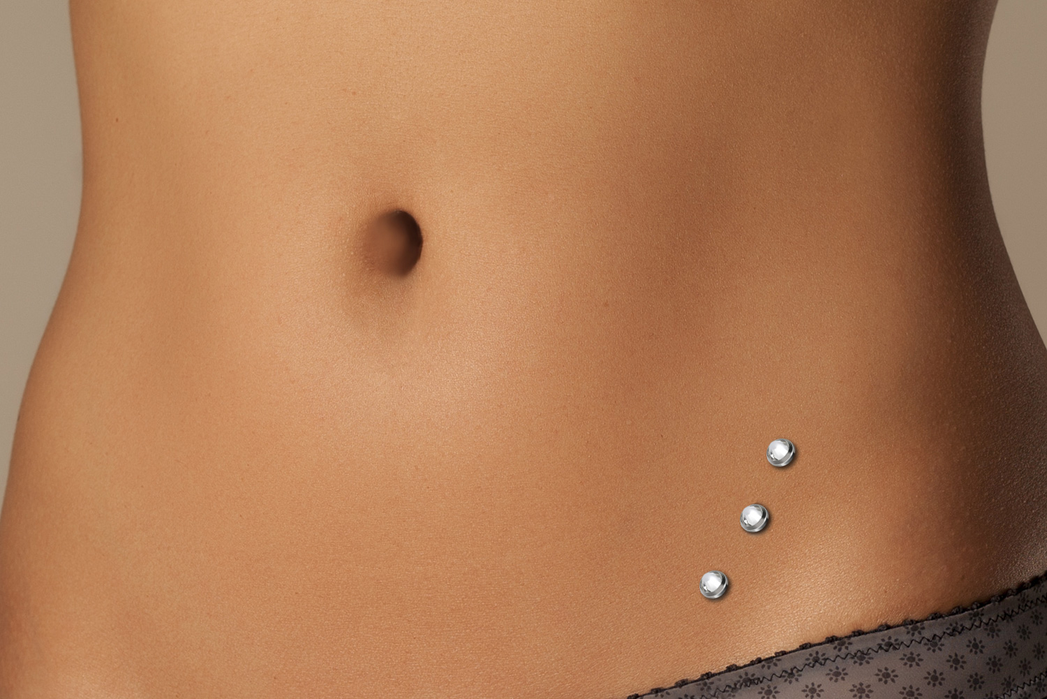 Titanium dermal anchor with 3 holes DISC + CRYSTAL