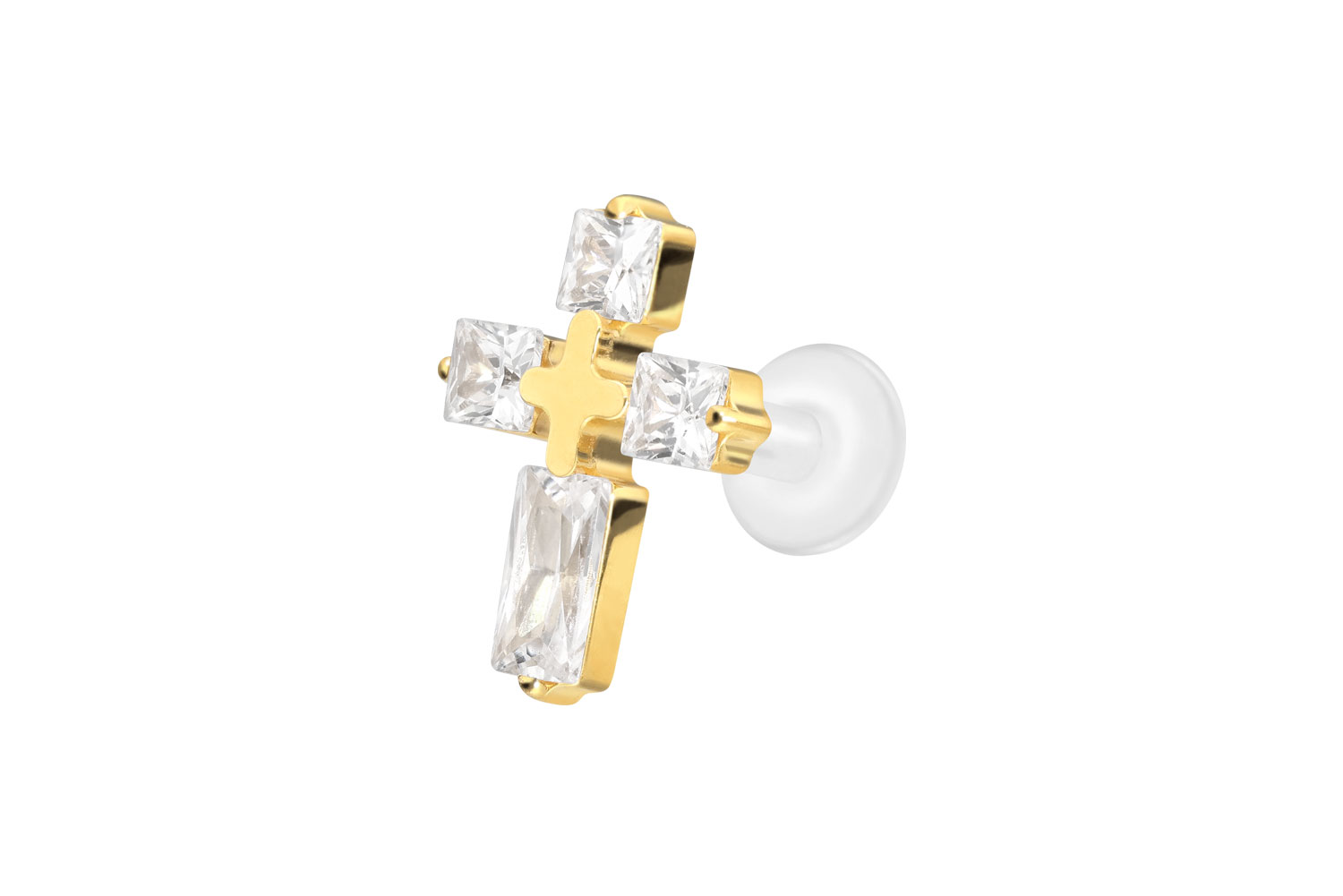 PTFE labret with internal thread + titanium attachment CRYSTAL CROSS