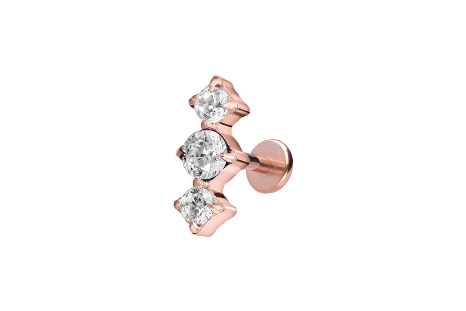 PIERCINGLINE Piercing Stecker Titan Labret mit Push Fit 3 EINGEFASSTE KRISTALLE - Bild 23 von 52