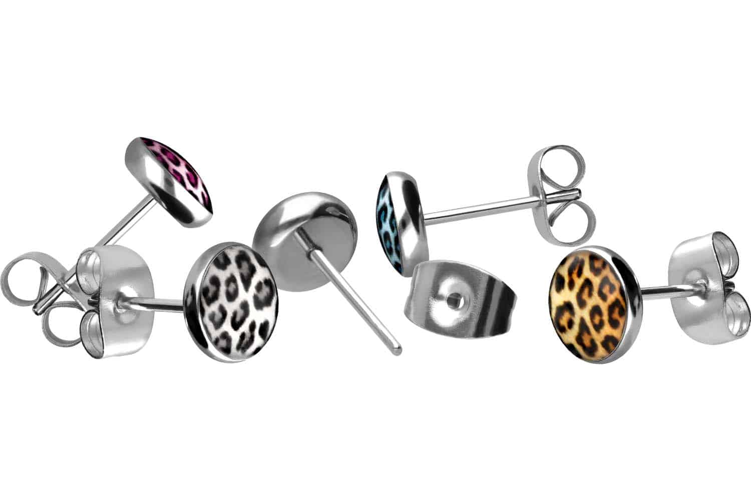 Surgical steel ear studs LEOPARD