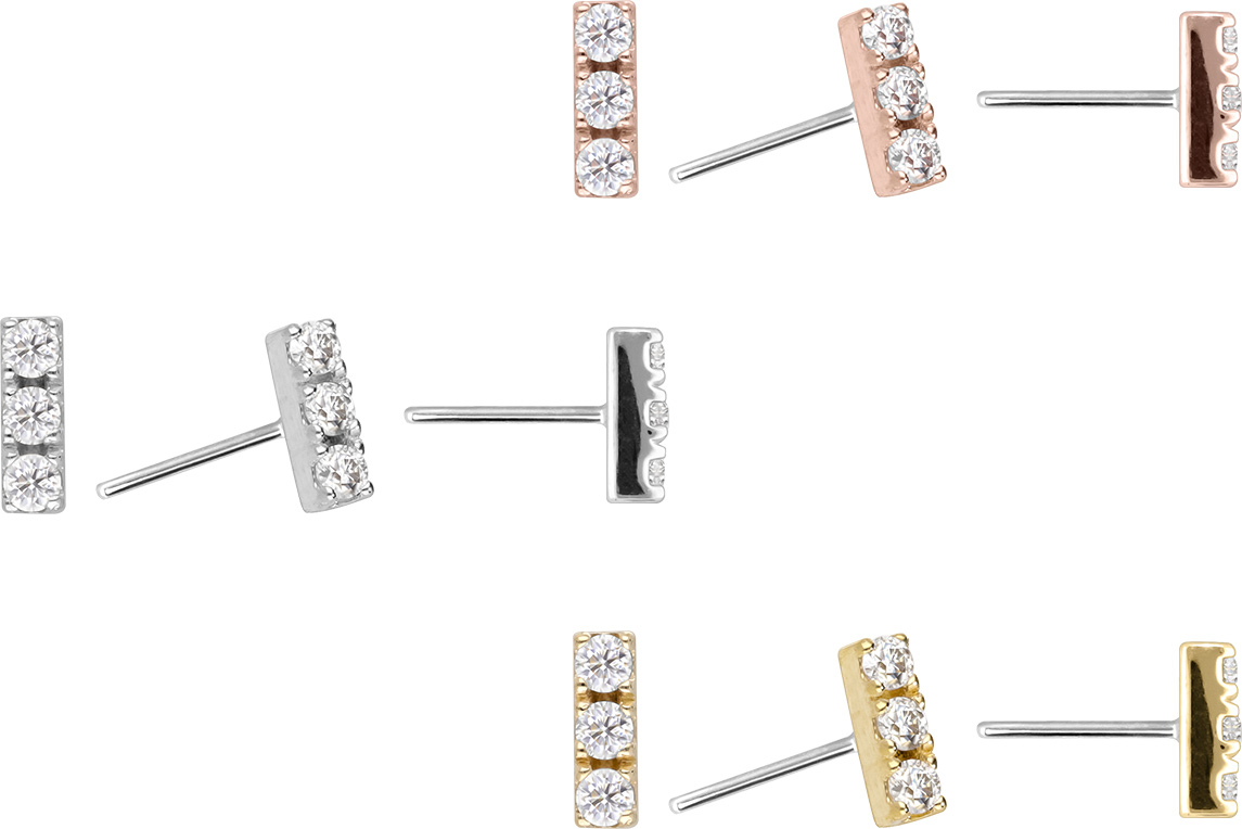 14 carat gold attachment with titanium push pin MOISSANITE BAR