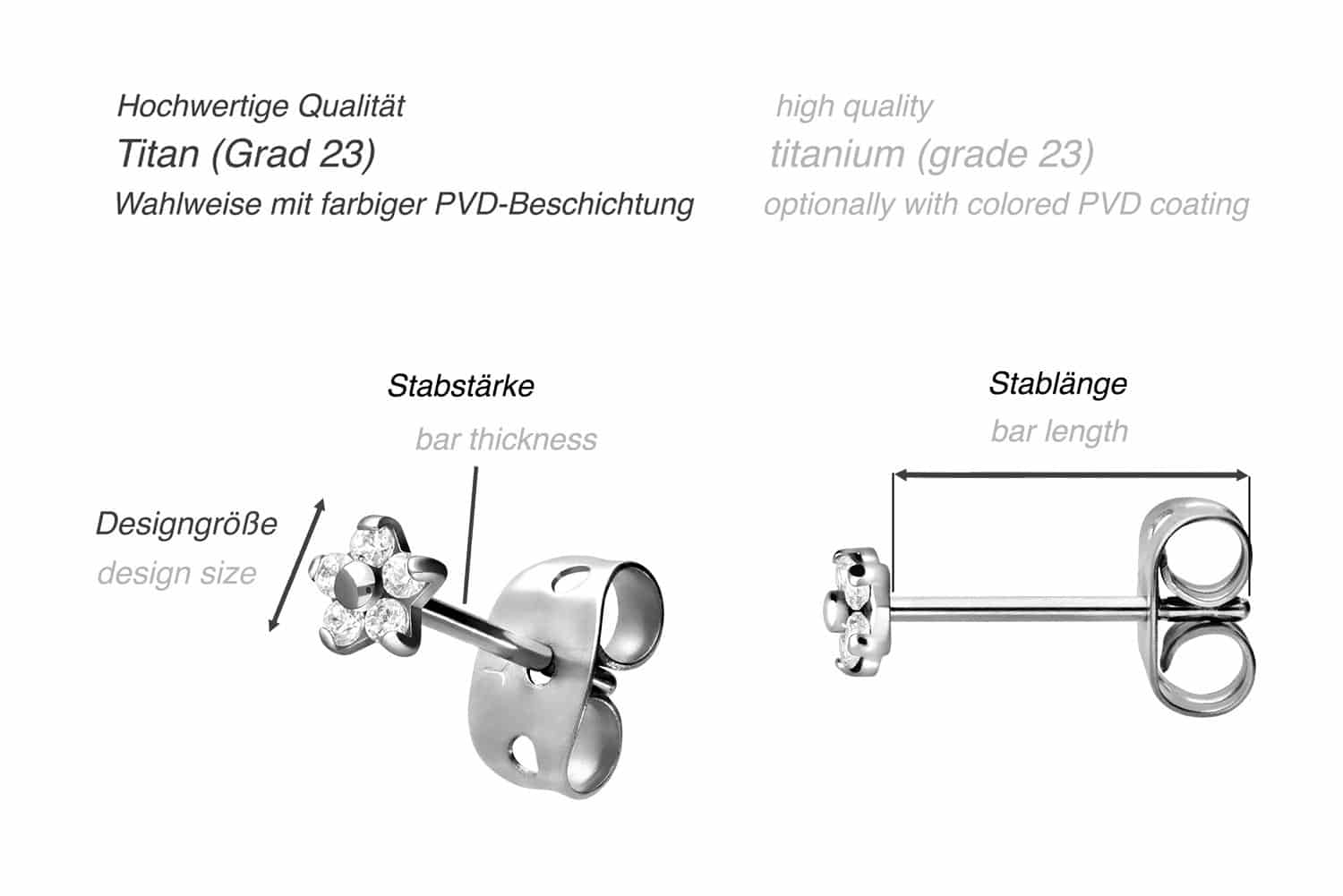 Titan Ohrstecker KRISTALLBLUME