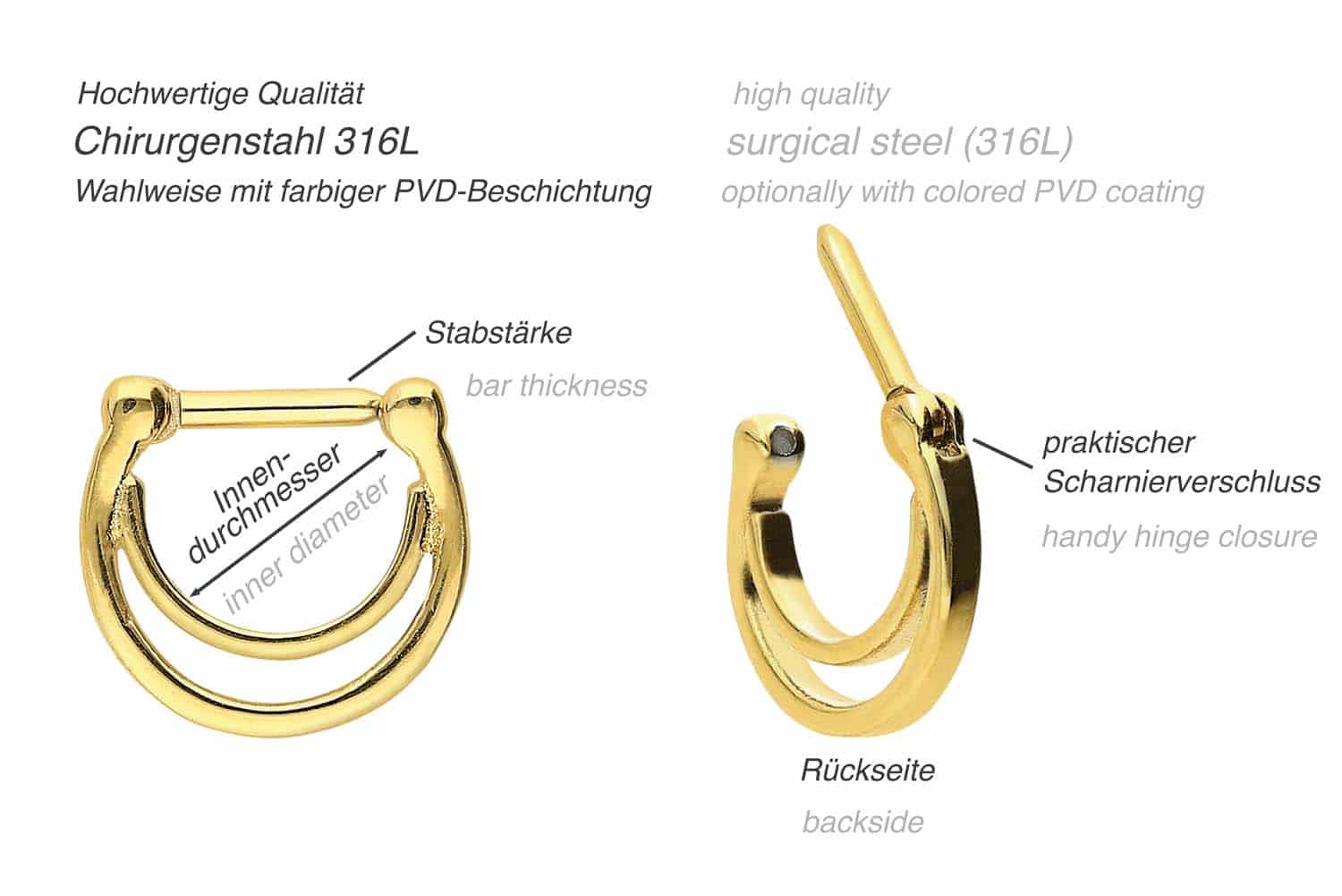 Chirurgenstahl Clicker DOPPELRING