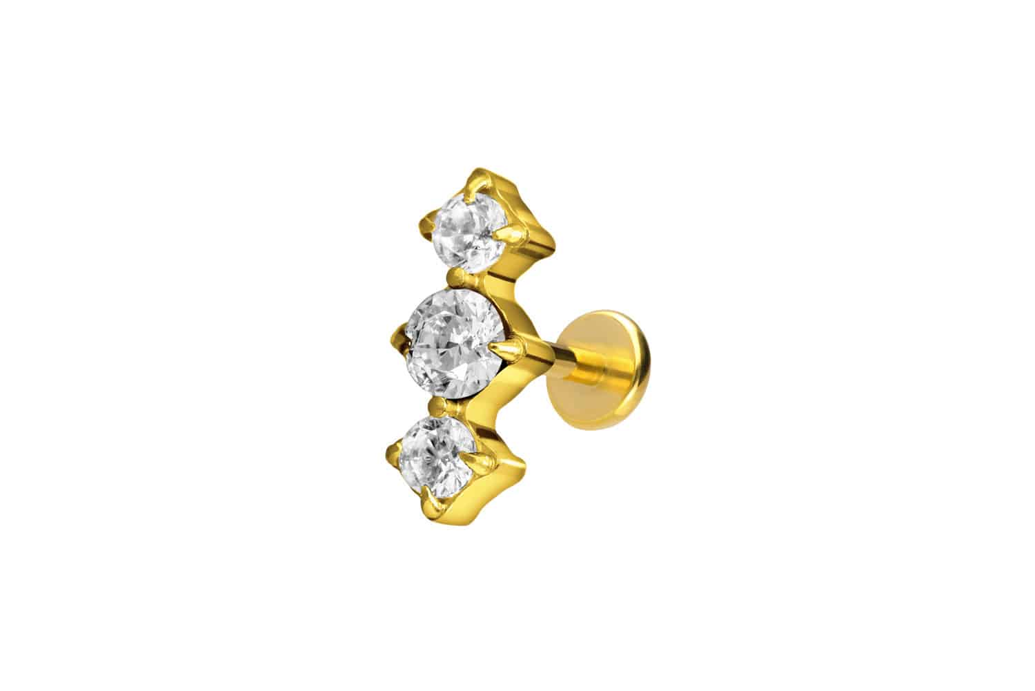 PIERCINGLINE Piercing Stecker Titan Labret mit Push Fit 3 EINGEFASSTE KRISTALLE - Bild 41 von 52