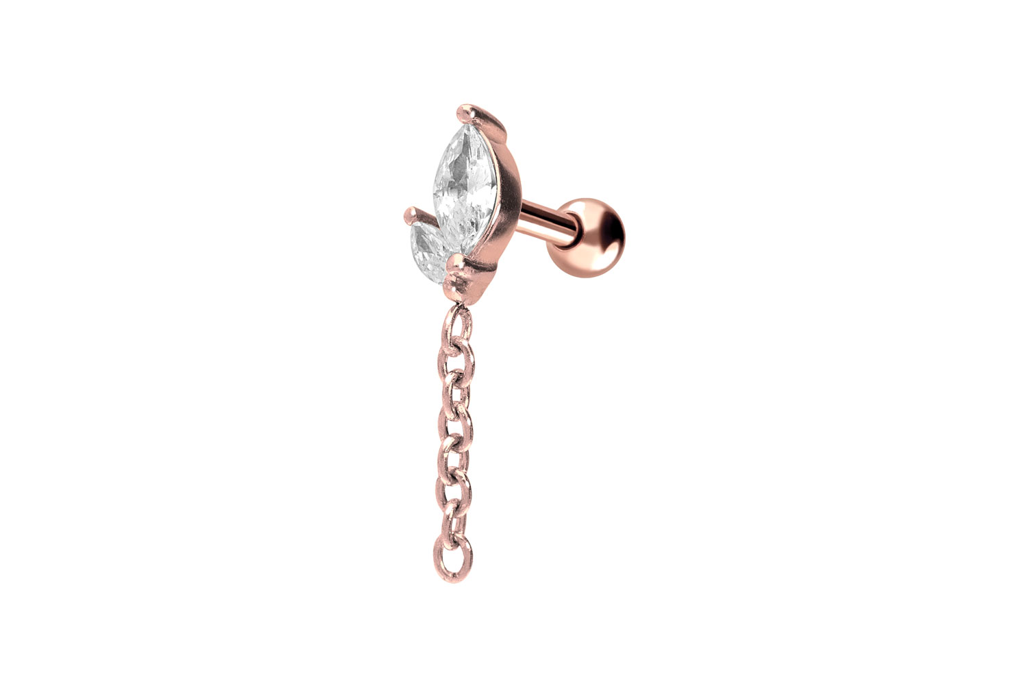 Surgical steel ear piercing BUD + CHAIN