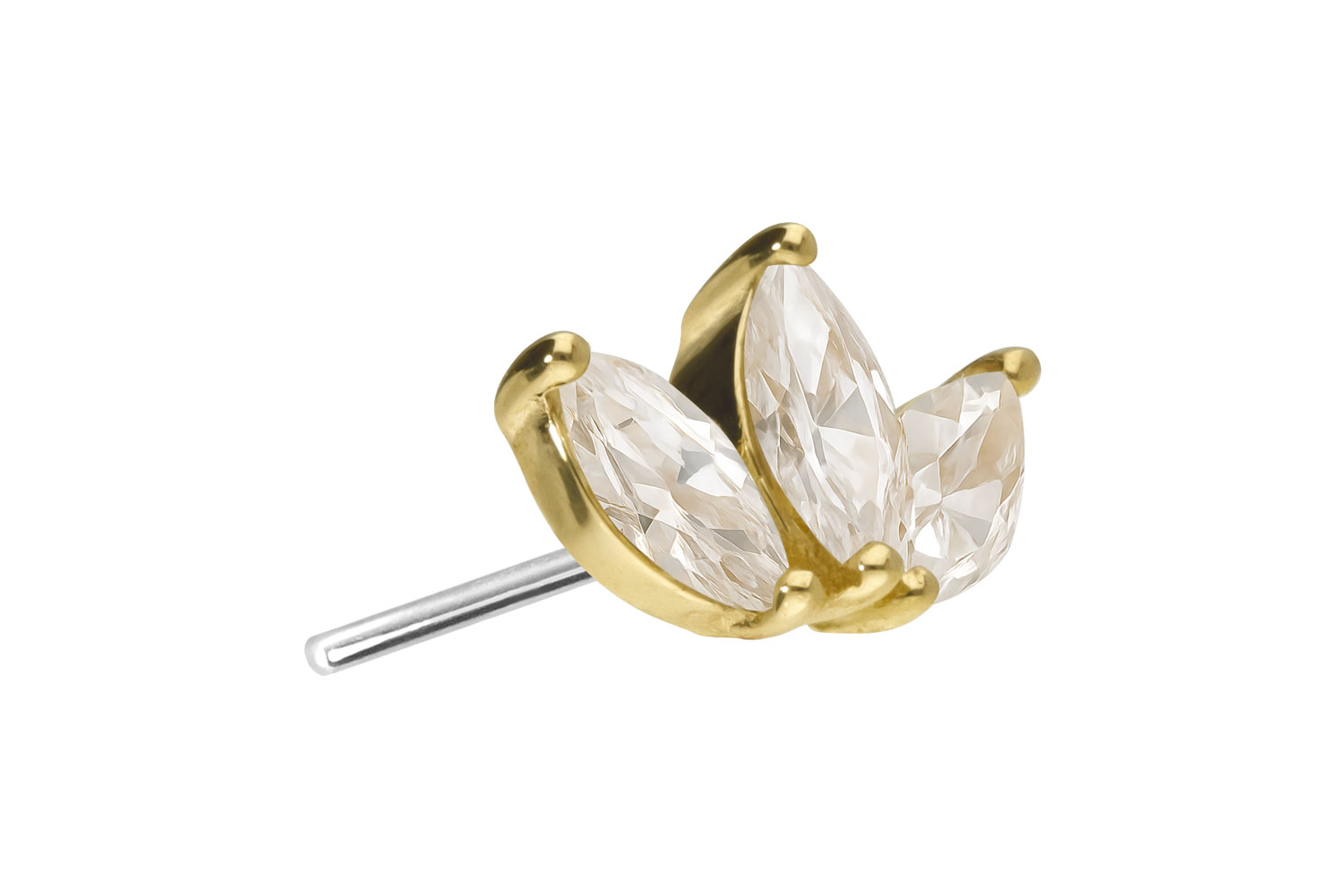 14 carat gold attachment with titanium push pin MOSSAINITE LOTUS BLOSSOM
