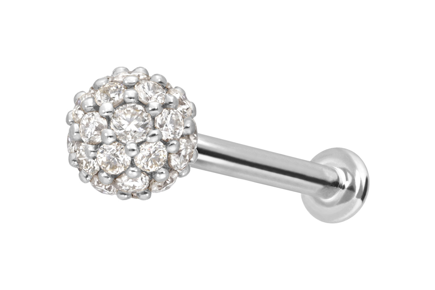 14 Karat Gold Labret mit Innengewinde MULTI-MOISSANIT