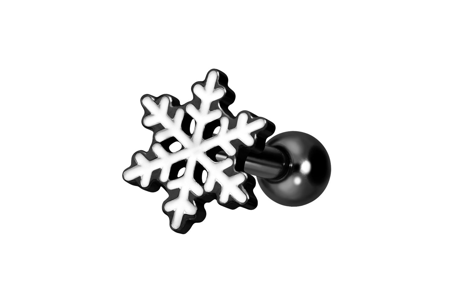 Titanium ear piercing with internal thread SNOWFLAKE