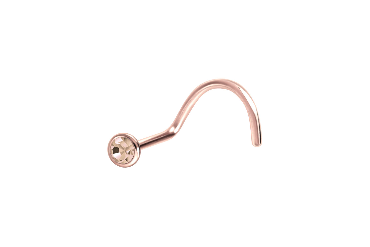 Chirurgenstahl Nasenstecker Spirale FLACHER KRISTALL