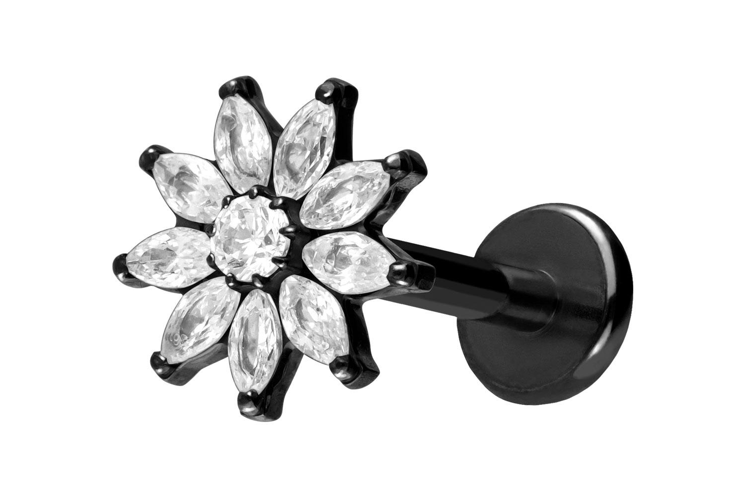 Titanium labret with push fit CRYSTAL FLOWER