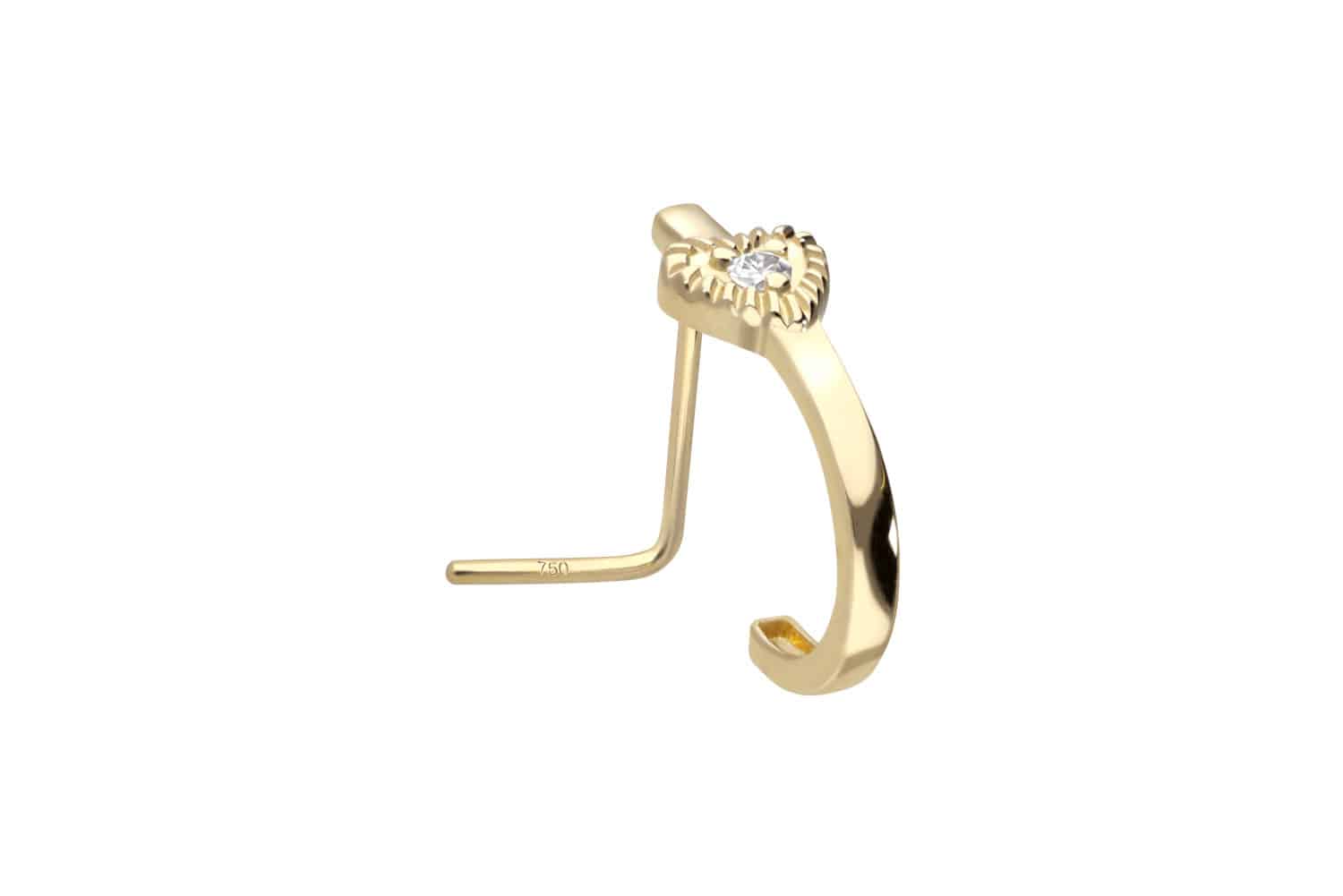 14/18 carat gold nose stud MOISSANITE + HEART