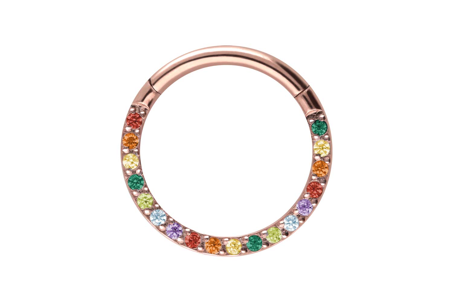 Titan Segmentring Clicker EINGEFASSTE BUNTE KRISTALLE
