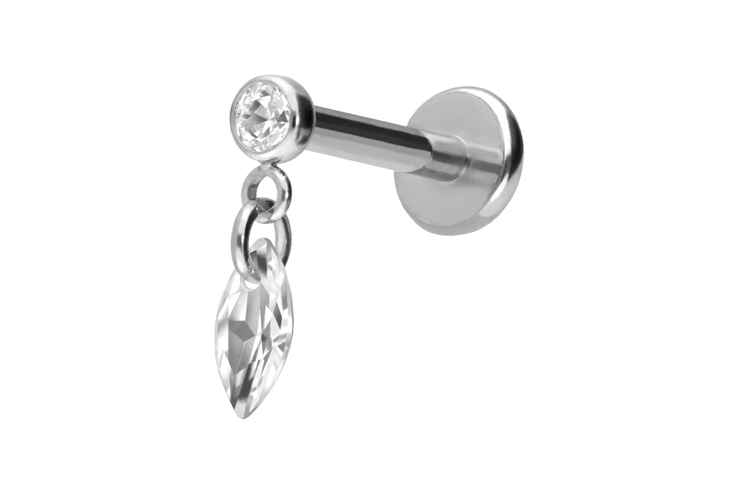 Titanium labret with push fit CRYSTAL OVAL