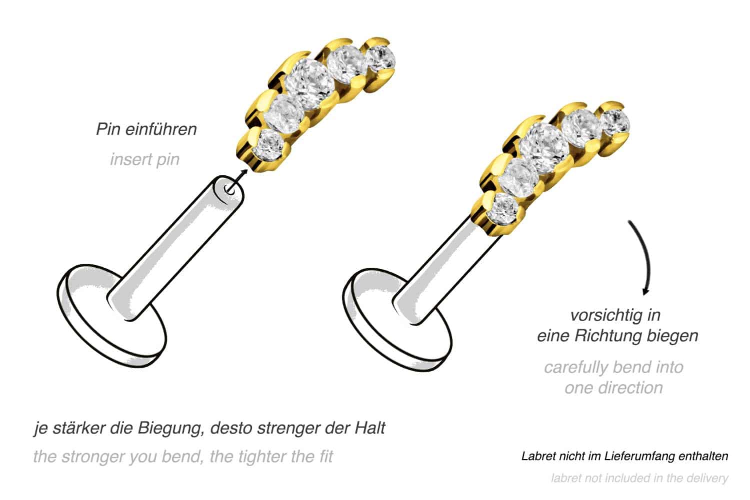 Titanium attachment with push pin 5 SETTED CRYSTALS