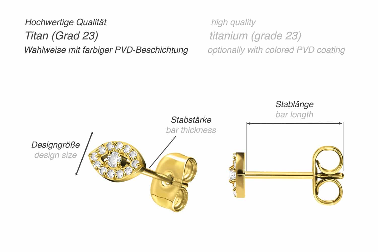 Titan Ohrstecker KRISTALLAUGE