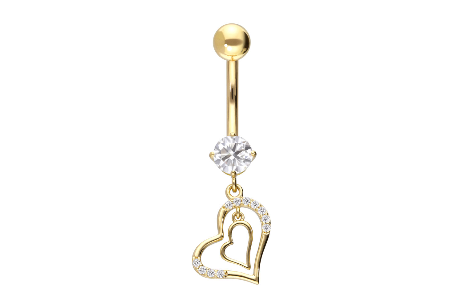 14/18 carat gold bananabell MOISSANITE + 2 HEARTS