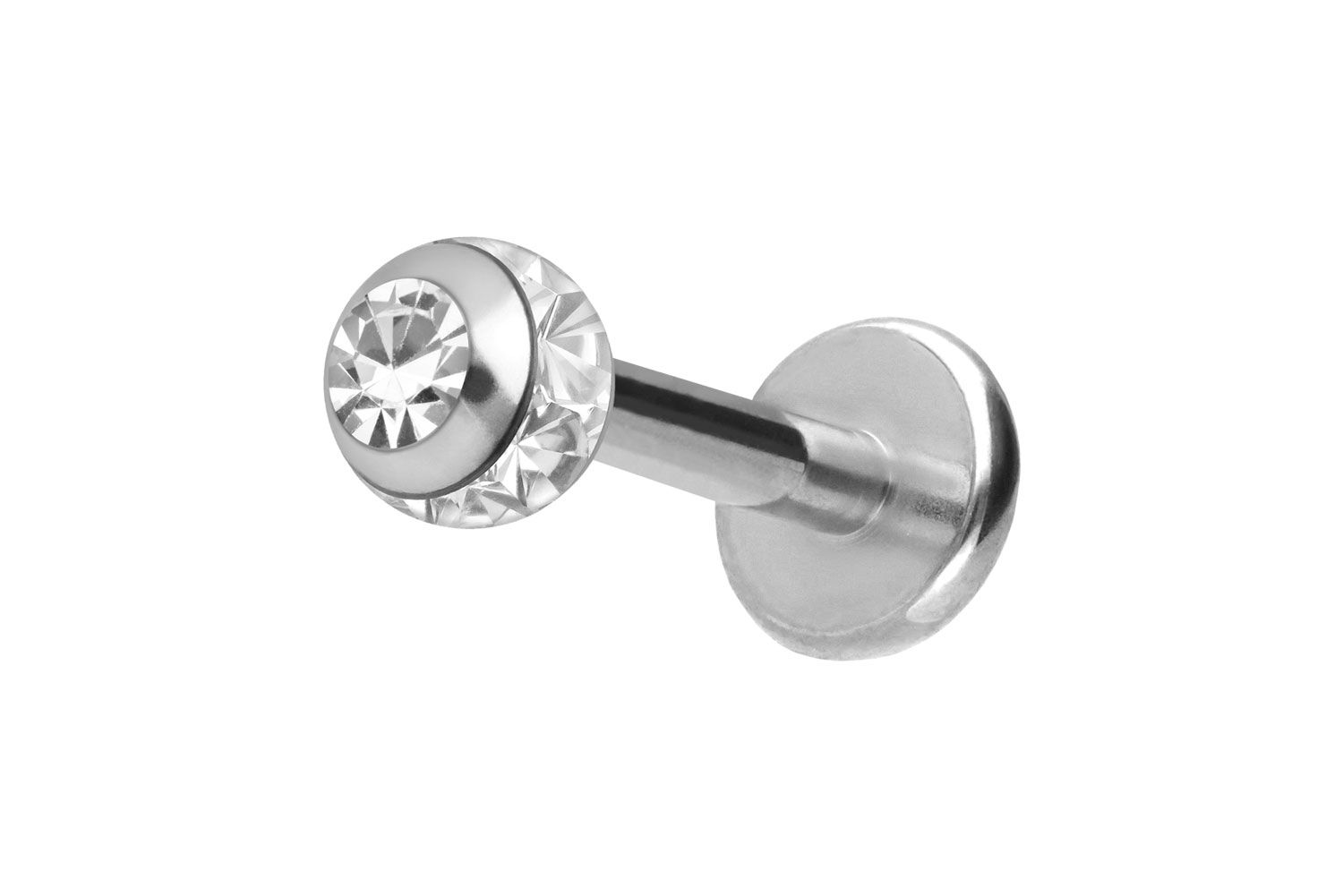 Surgical steel labret EPOXY RING BALL + CRYSTAL