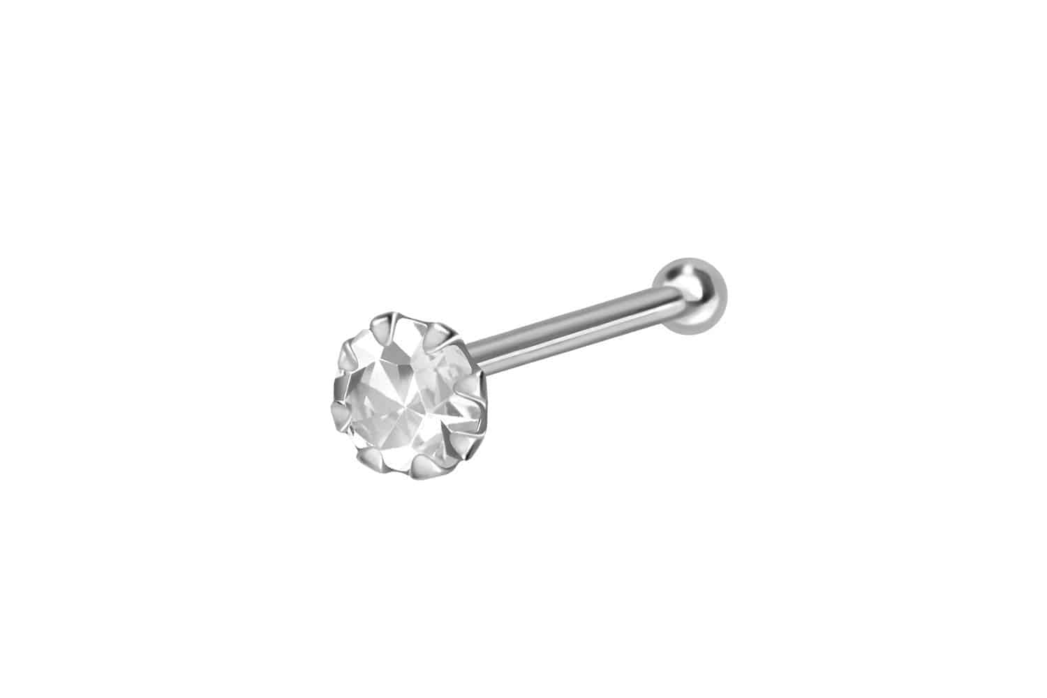 925 silver nose stud pin SETTED CRYSTAL