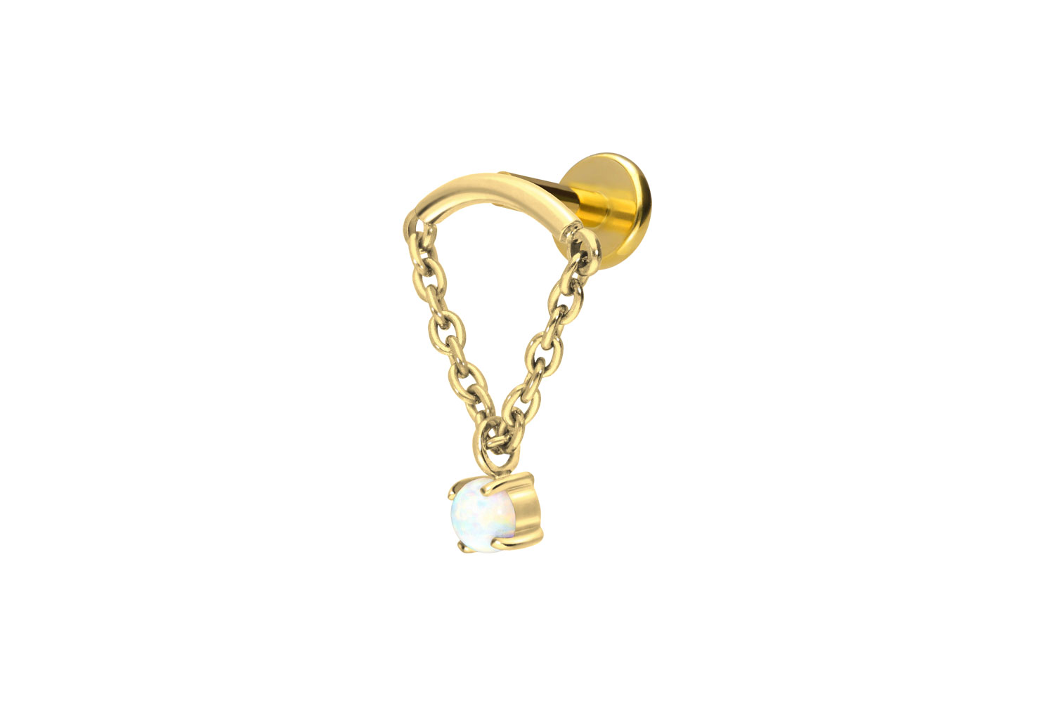 Titanium labret with internal thread ARCH + CHAIN + SYNTHETIC OPAL