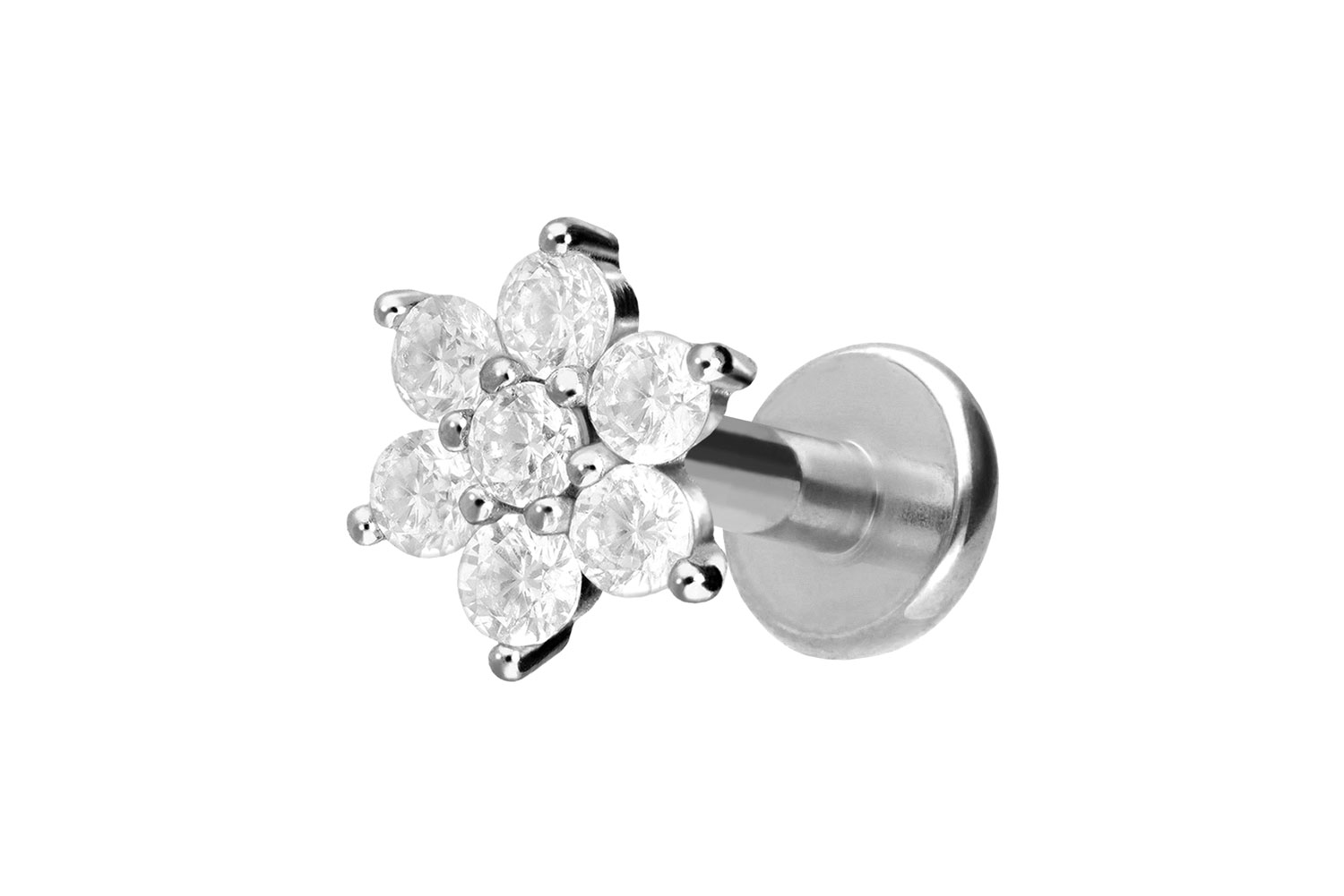 Titan Labret mit Innengewinde KRISTALLBLUME