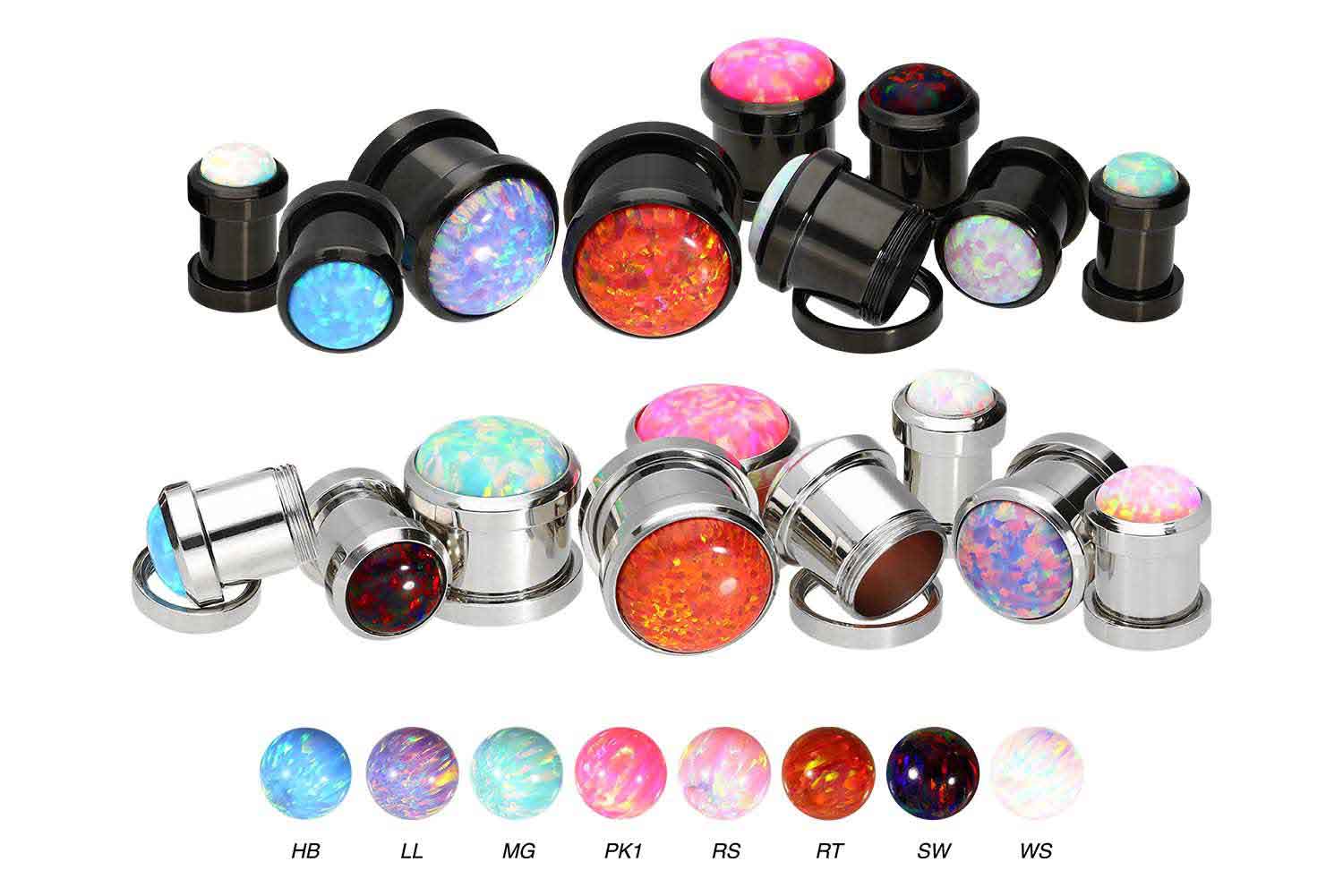 Surgical steel plug SYNTHETIC OPAL ++SALE++