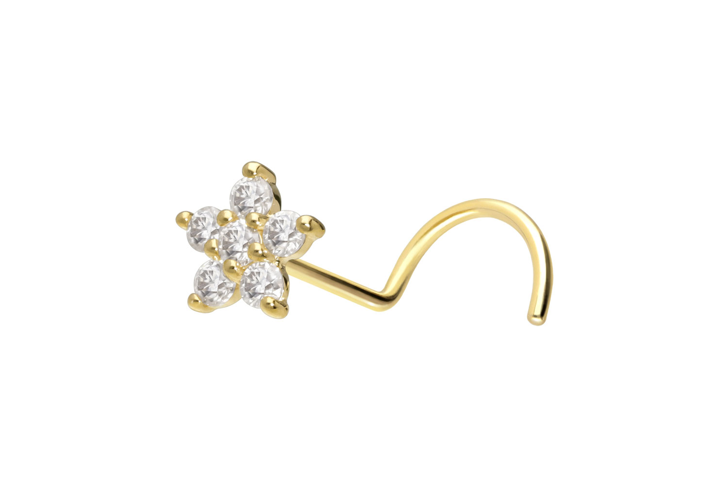 14/18 carat nose stud spiral MOISSANITE FLOWER