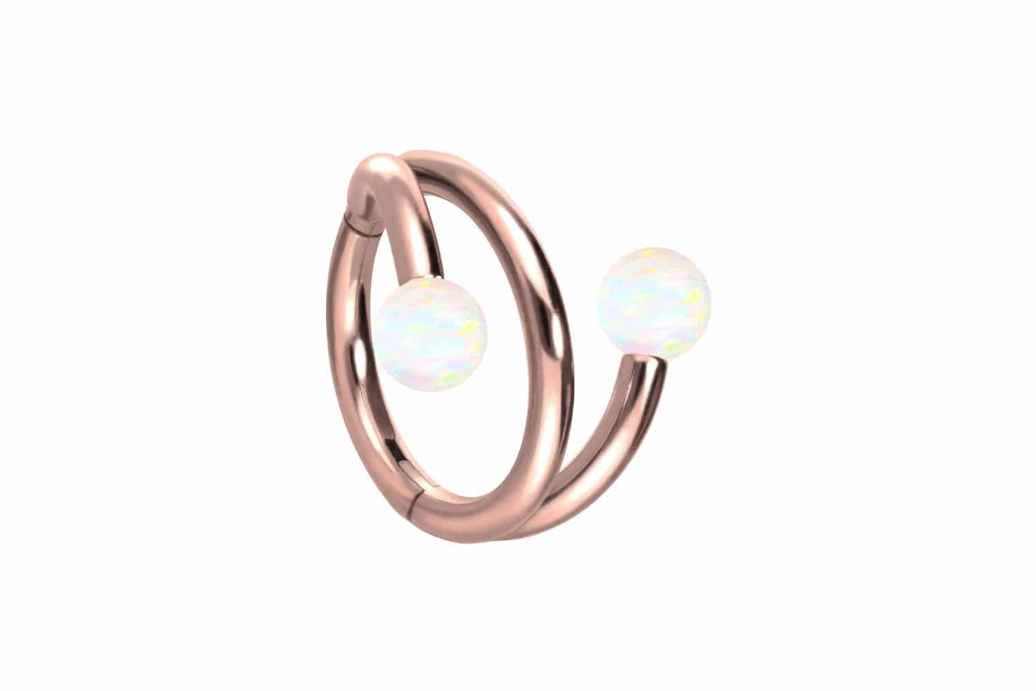Titanium segment ring clicker with internal thread 3 RINGS + 2 SYNTHETIC OPALS