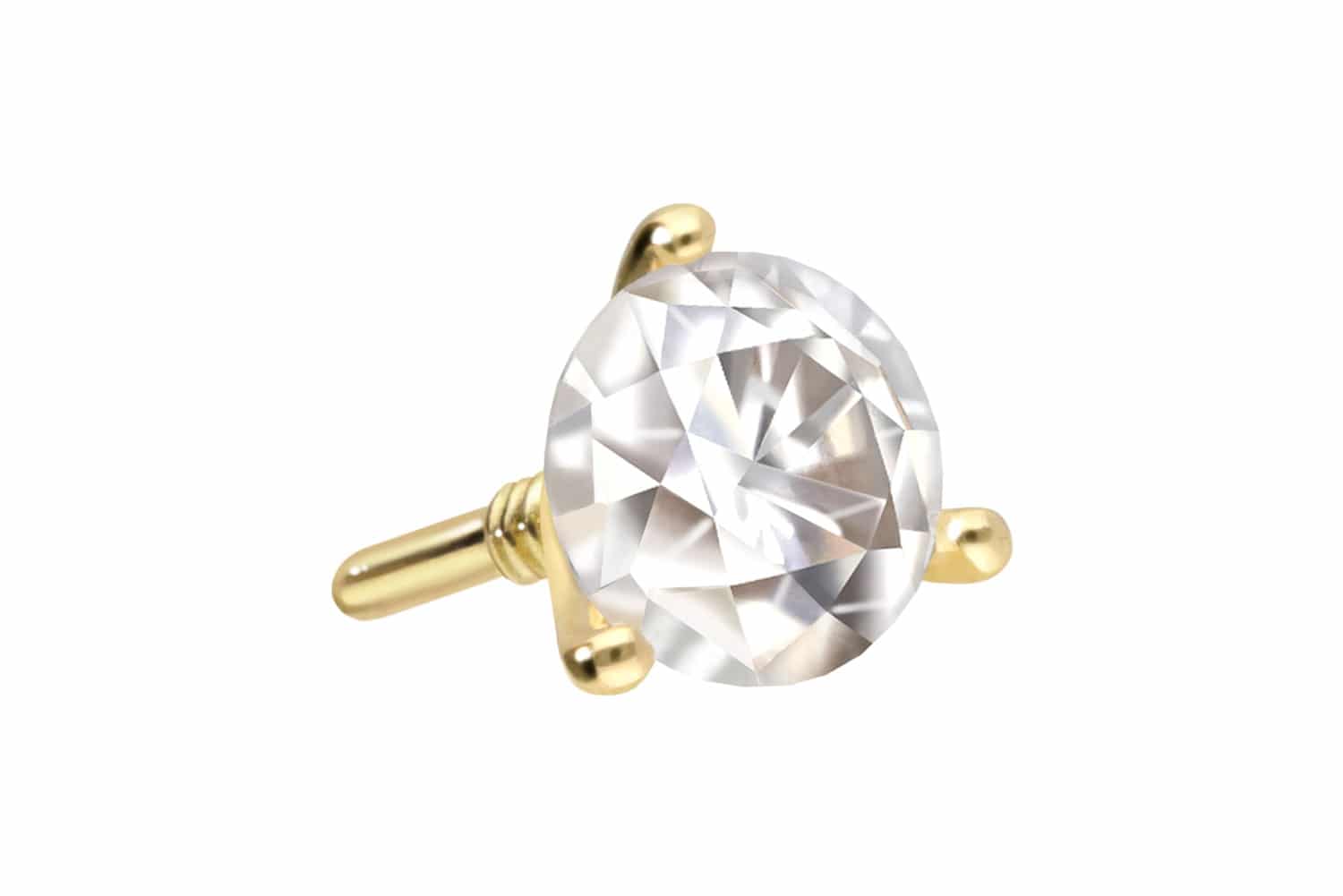 14 carat gold screw-in attachment with external thread MOISSANITE