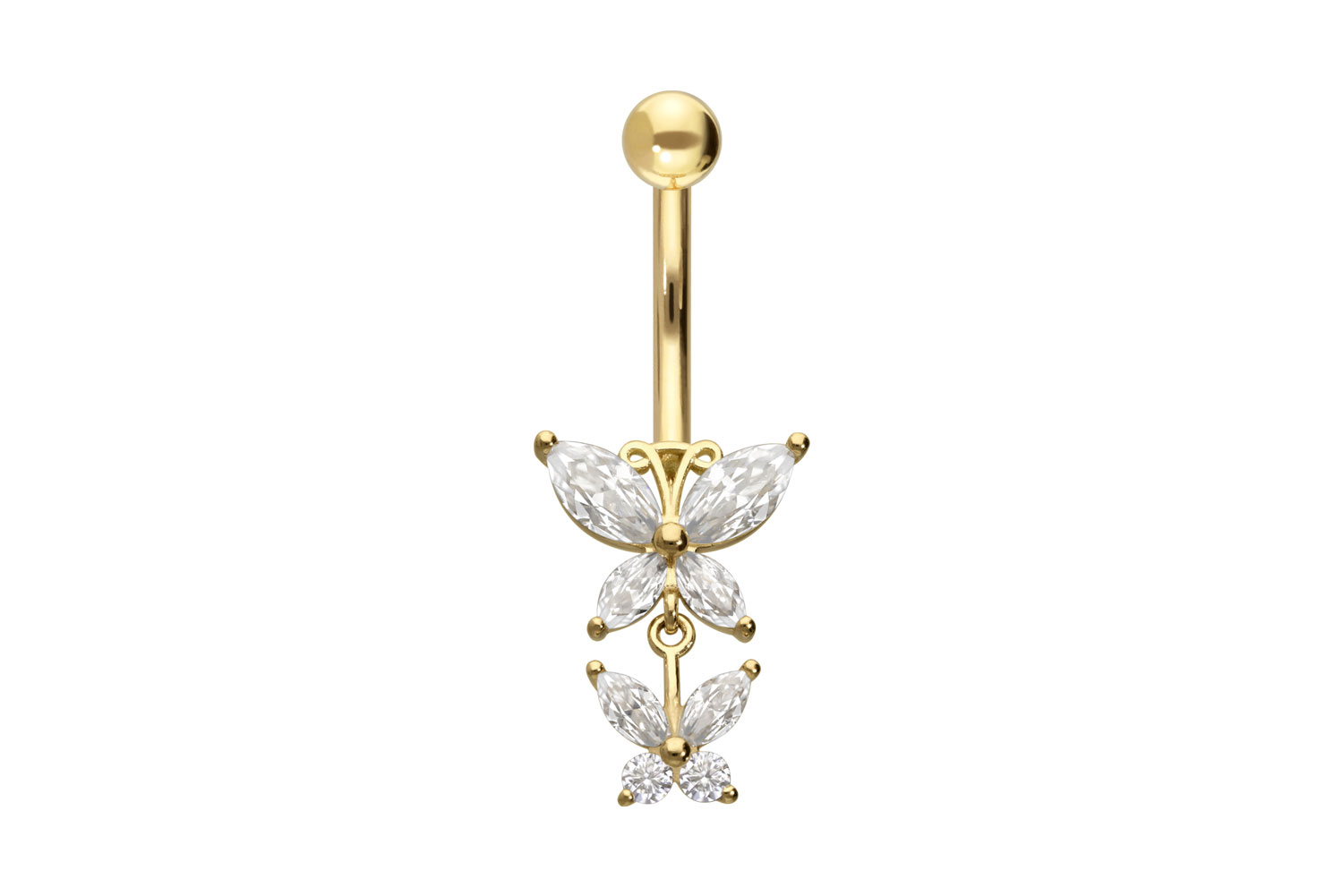 14/18 carat gold bananabell 2 MOISSANITE BUTTERFLIES
