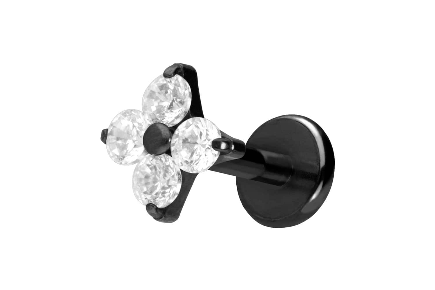 Titanium labret with push fit CRYSTAL FLOWER