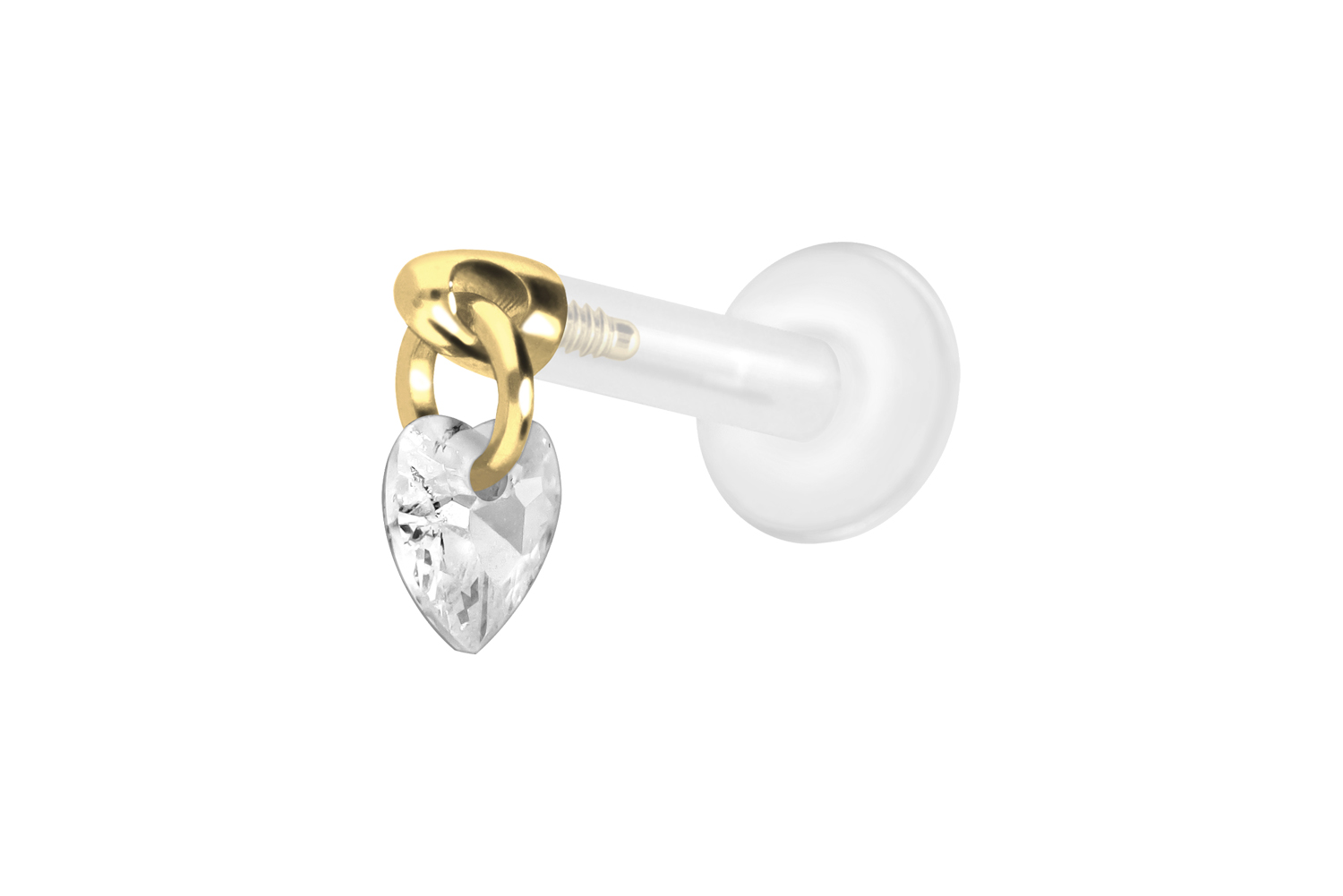 PTFE labret with internal thread + titanium attachment CRYSTAL HEART