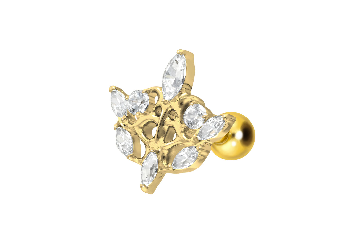 Titanium ear piercing with internal thread GOTHIC DESIGN