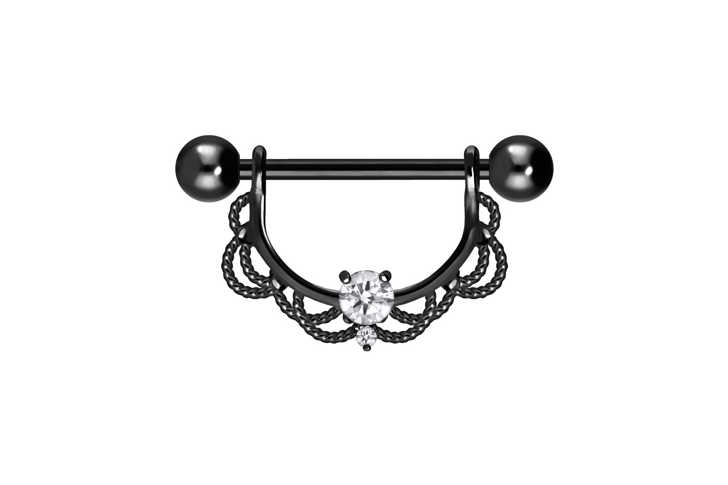 Chirurgenstahl Nippelpiercing ORIENTALISCHES DESIGN + KRISTALL