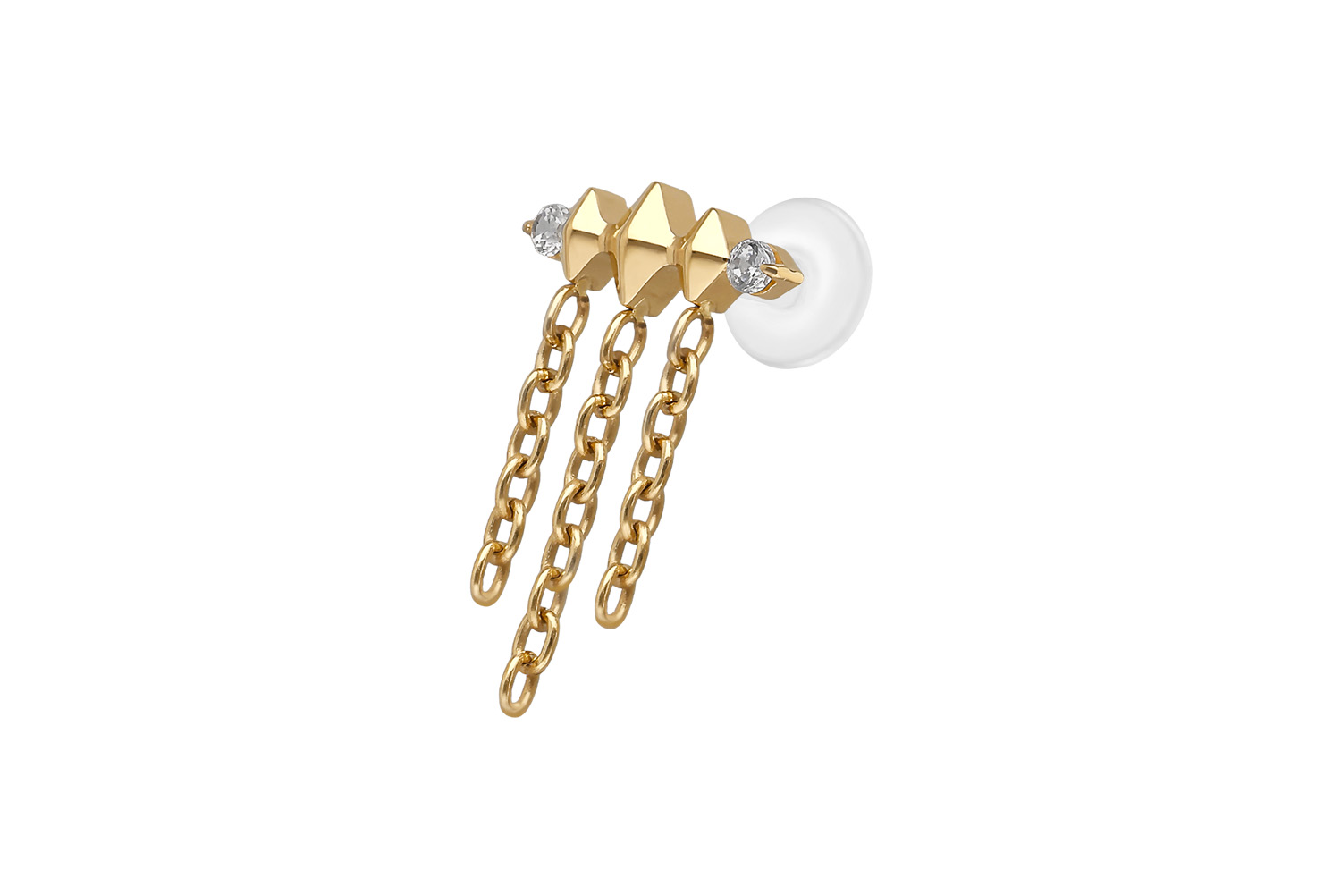PTFE labret with internal thread + titanium attachment 3 RHOMBUSES + CHAINS