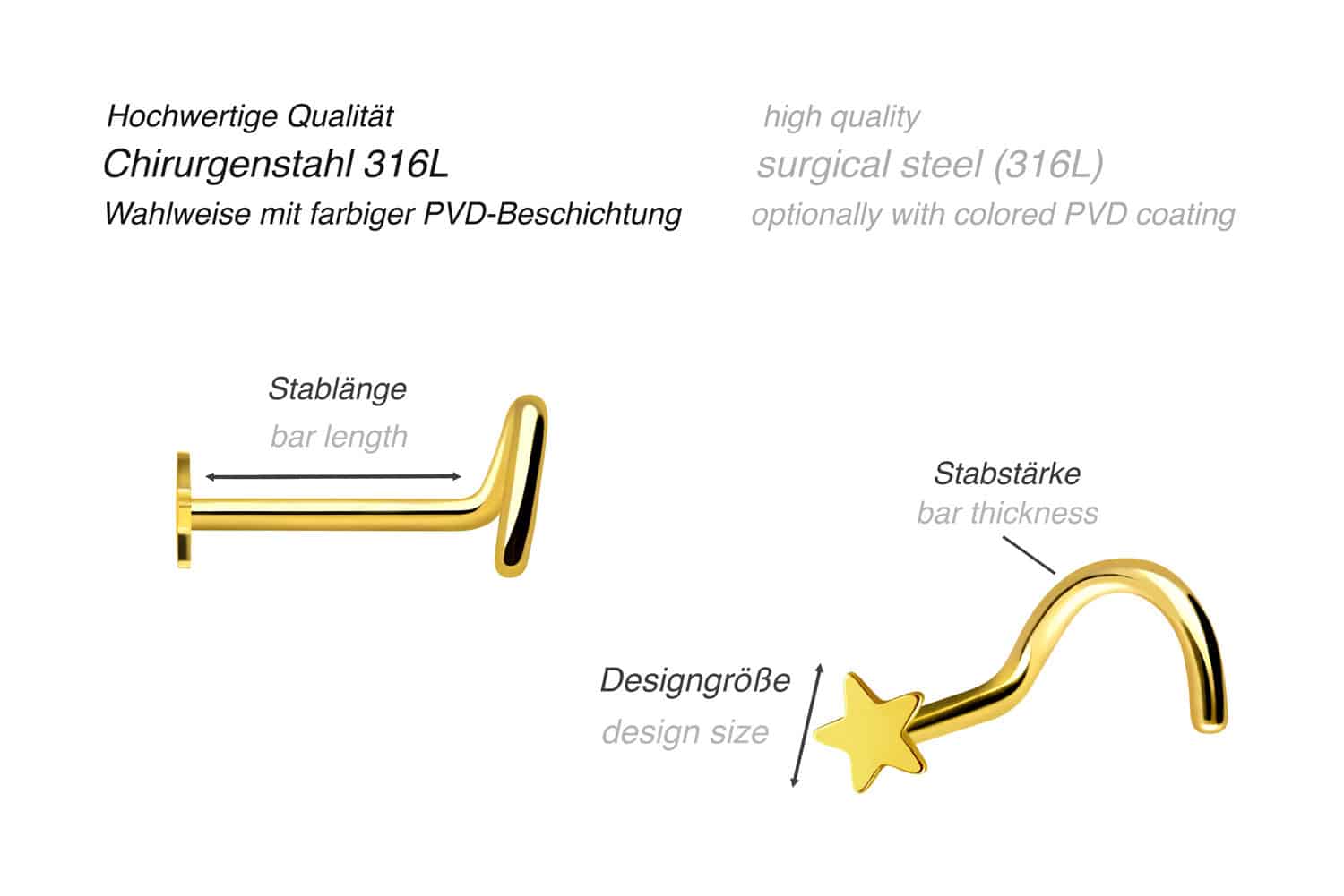 Chirurgenstahl Nasenstecker STERN