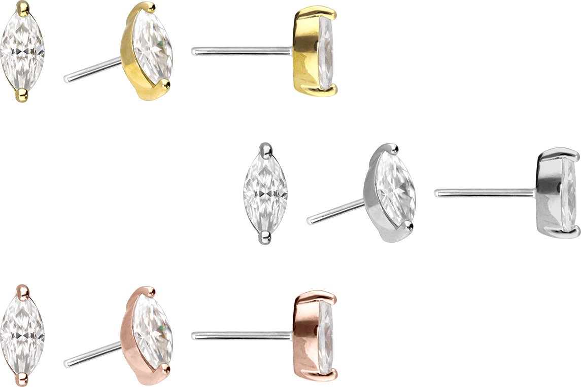 14 carat gold attachment with titanium push pin MOISSANITE OVAL