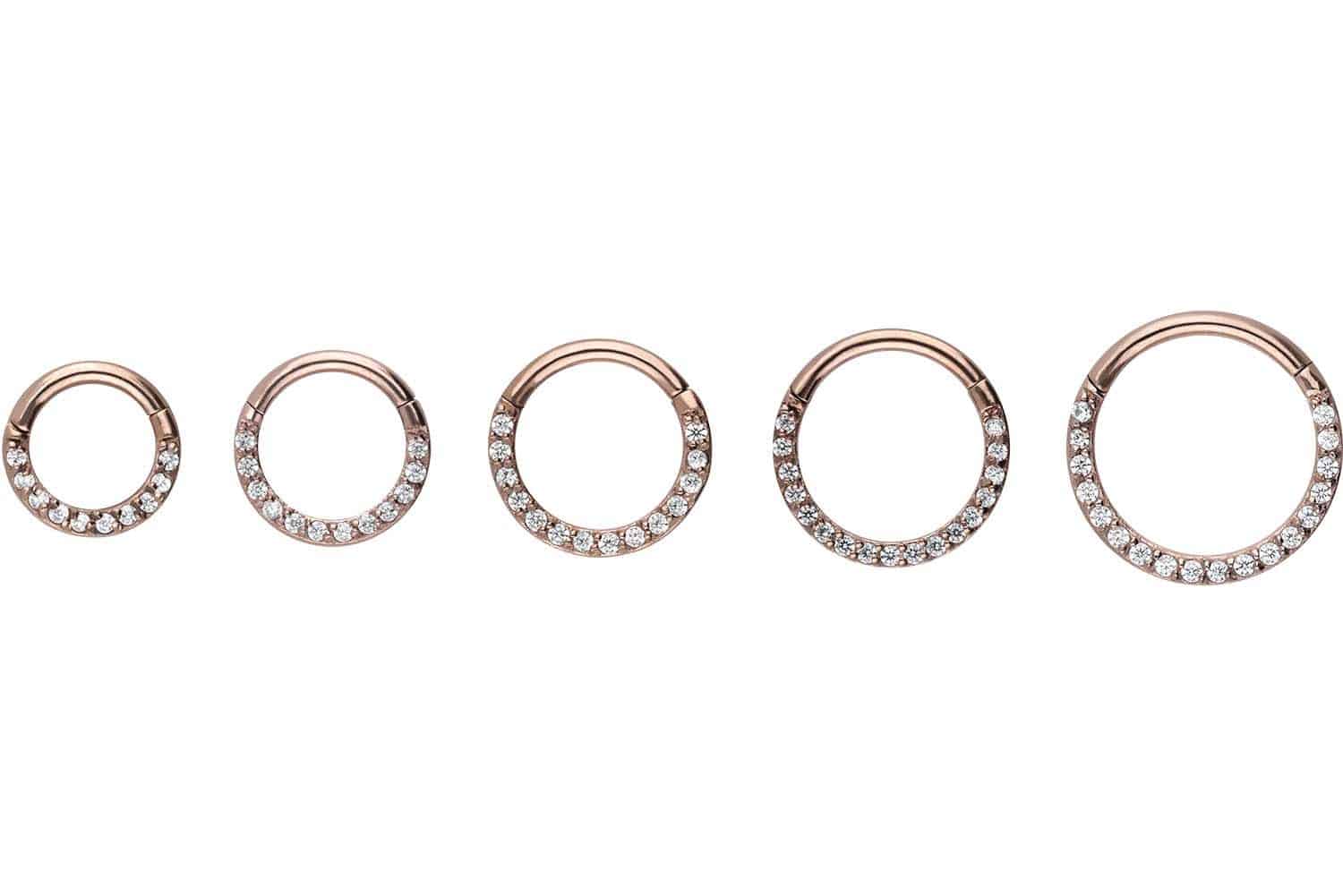 Surgical steel segment ring clicker SETTED CRYSTALS